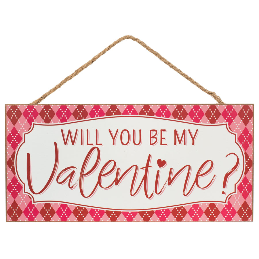 12" Wooden Sign: Valentine Argyle Item Number: AP8496