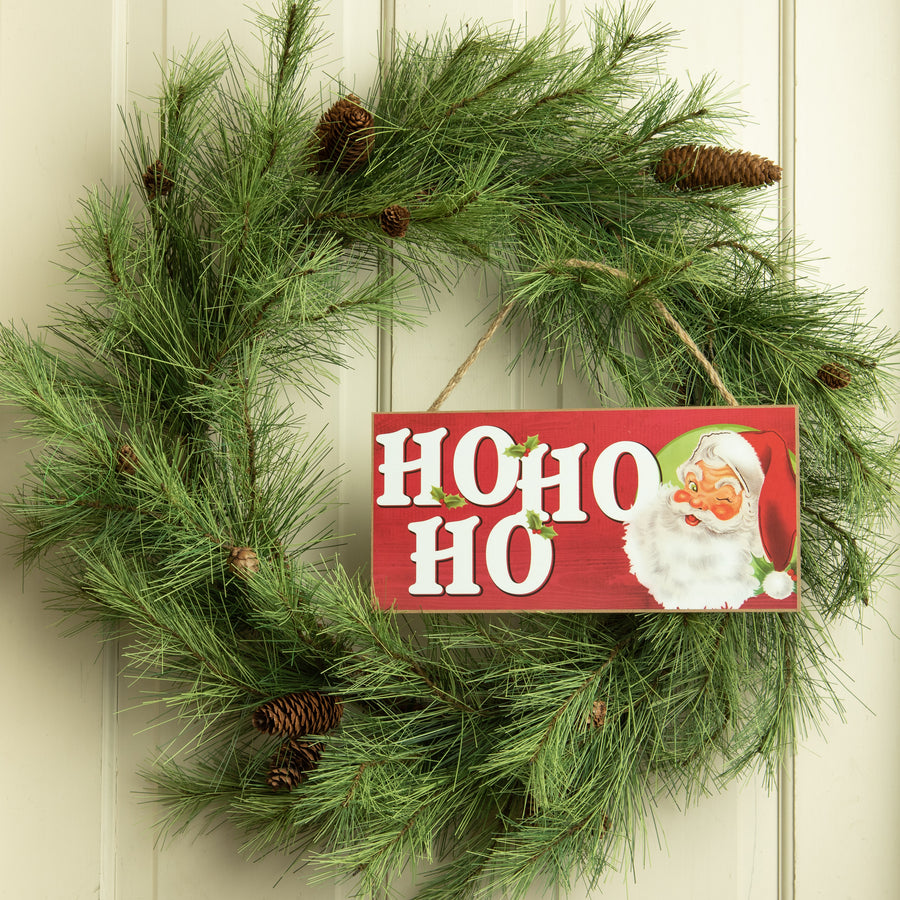 12" Wooden Sign: Vintage Santa Ho Ho Ho Lifestyle Photo