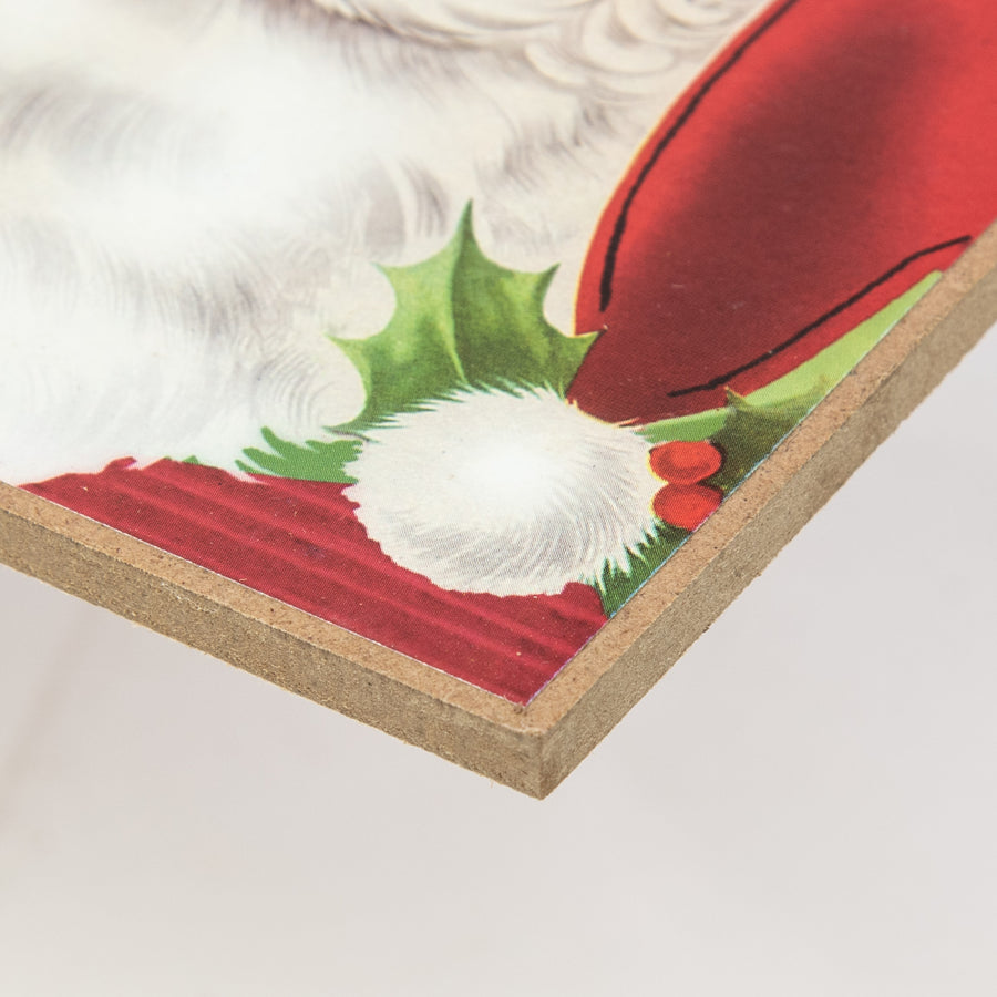 12" Wooden Sign: Vintage Santa Ho Ho Ho detail photo 3