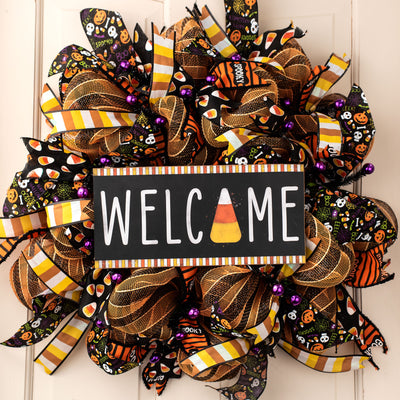 12" Wooden Sign: Welcome Candy Corn Lifestyle Photo