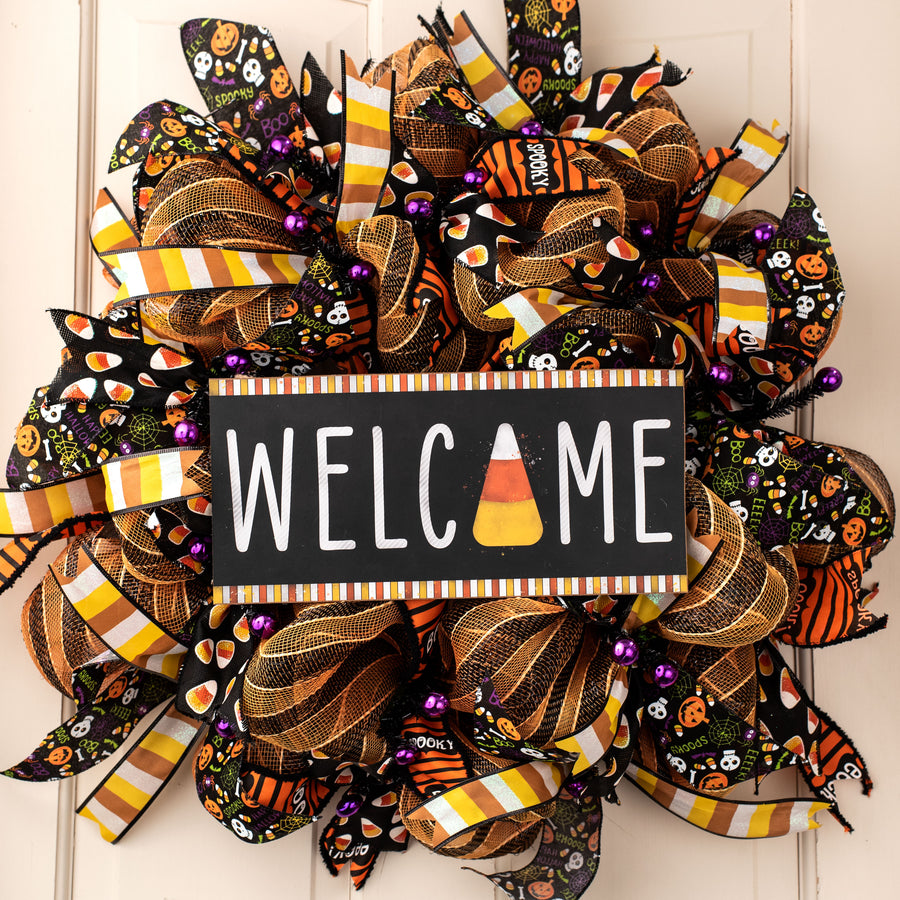 12" Wooden Sign: Welcome Candy Corn Lifestyle Photo