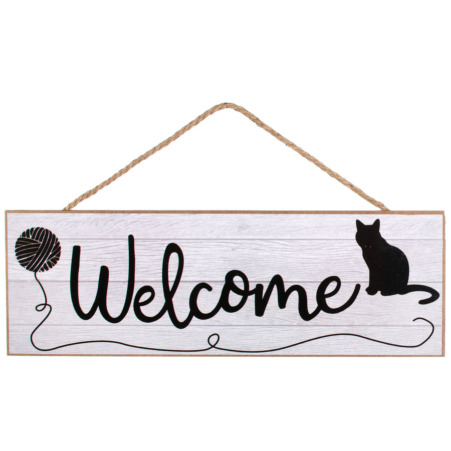 15" Wooden Sign: Welcome Cat Item Number: AP802010