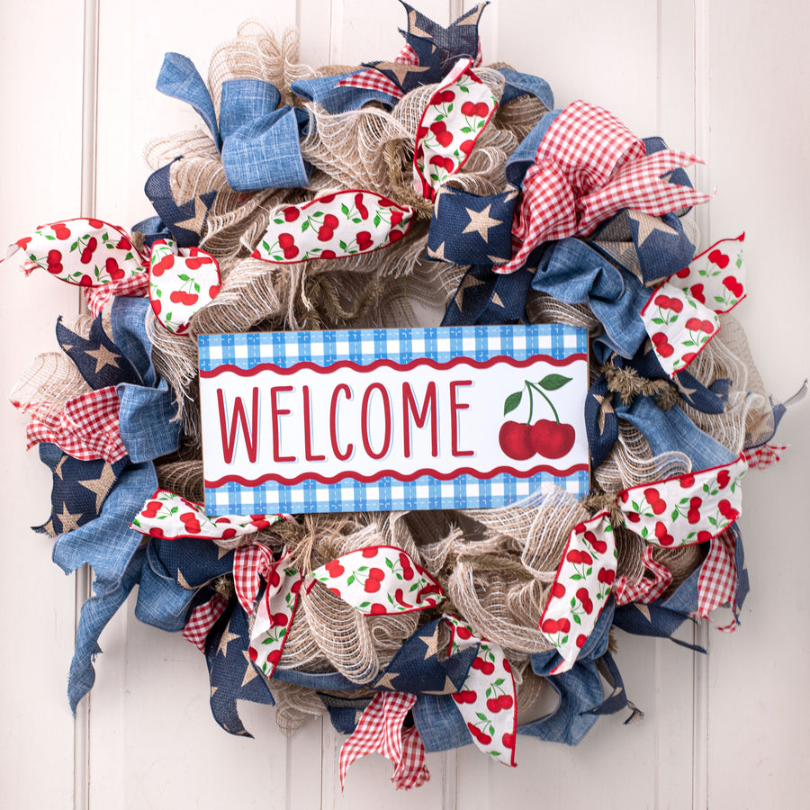12" Wooden Sign: Welcome Cherry Lifestyle Photo