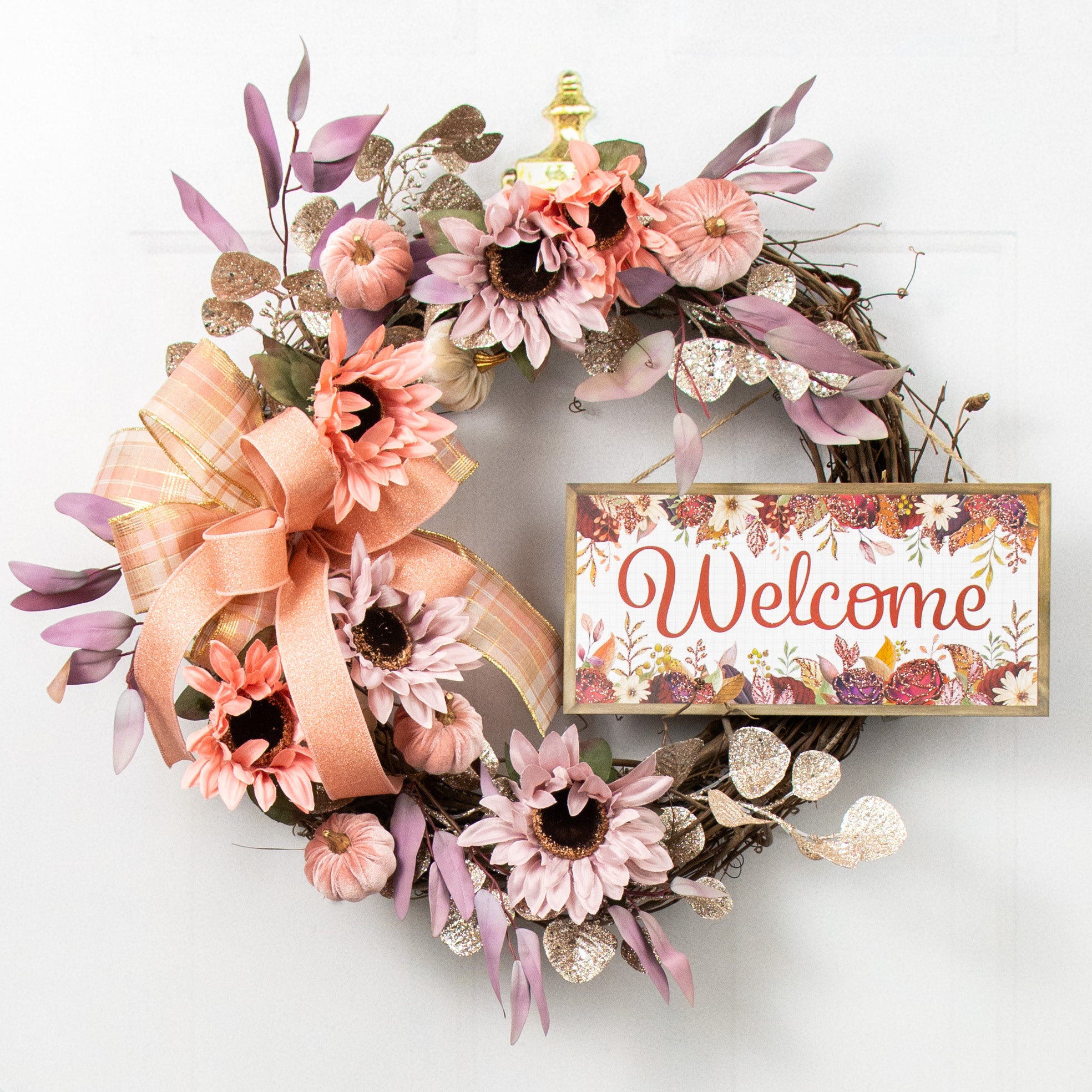 12" Wooden Sign: Welcome Fall Flowers Lifestyle Photo