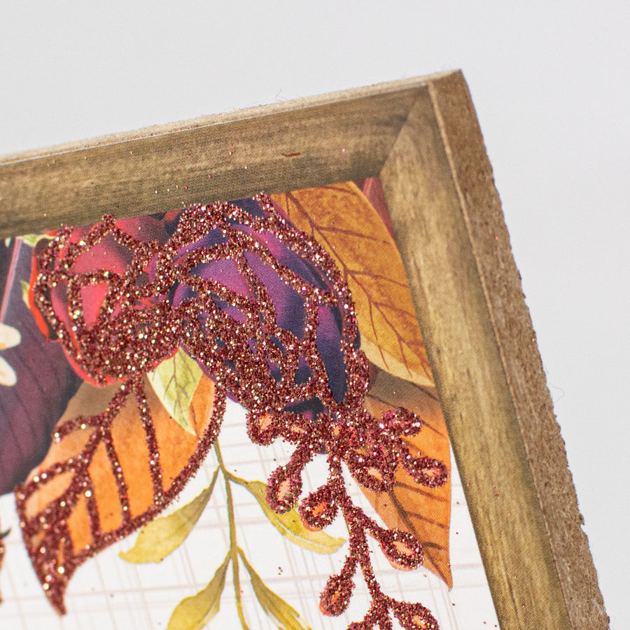 12" Wooden Sign: Welcome Fall Flowers detail photo 3
