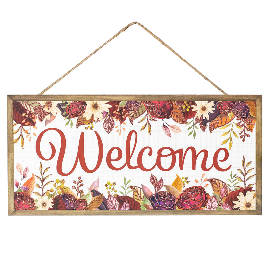 12" Wooden Sign: Welcome Fall Flowers Item Number: AP7862
