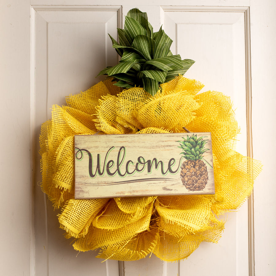 12" Wooden Sign: Welcome Pineapple Lifestyle Photo