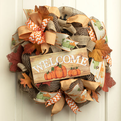 12" Wooden Sign: Welcome Pumpkins Lifestyle Photo