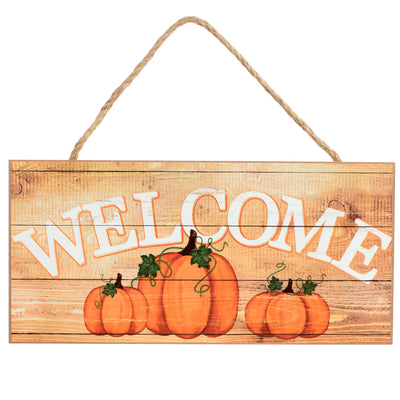 12" Wooden Sign: Welcome Pumpkins Item Number: AP8231