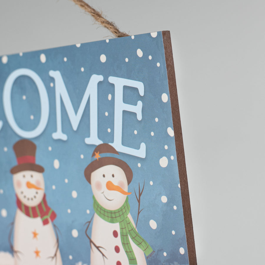 12" Wooden Sign: Welcome Snowmen detail photo 3