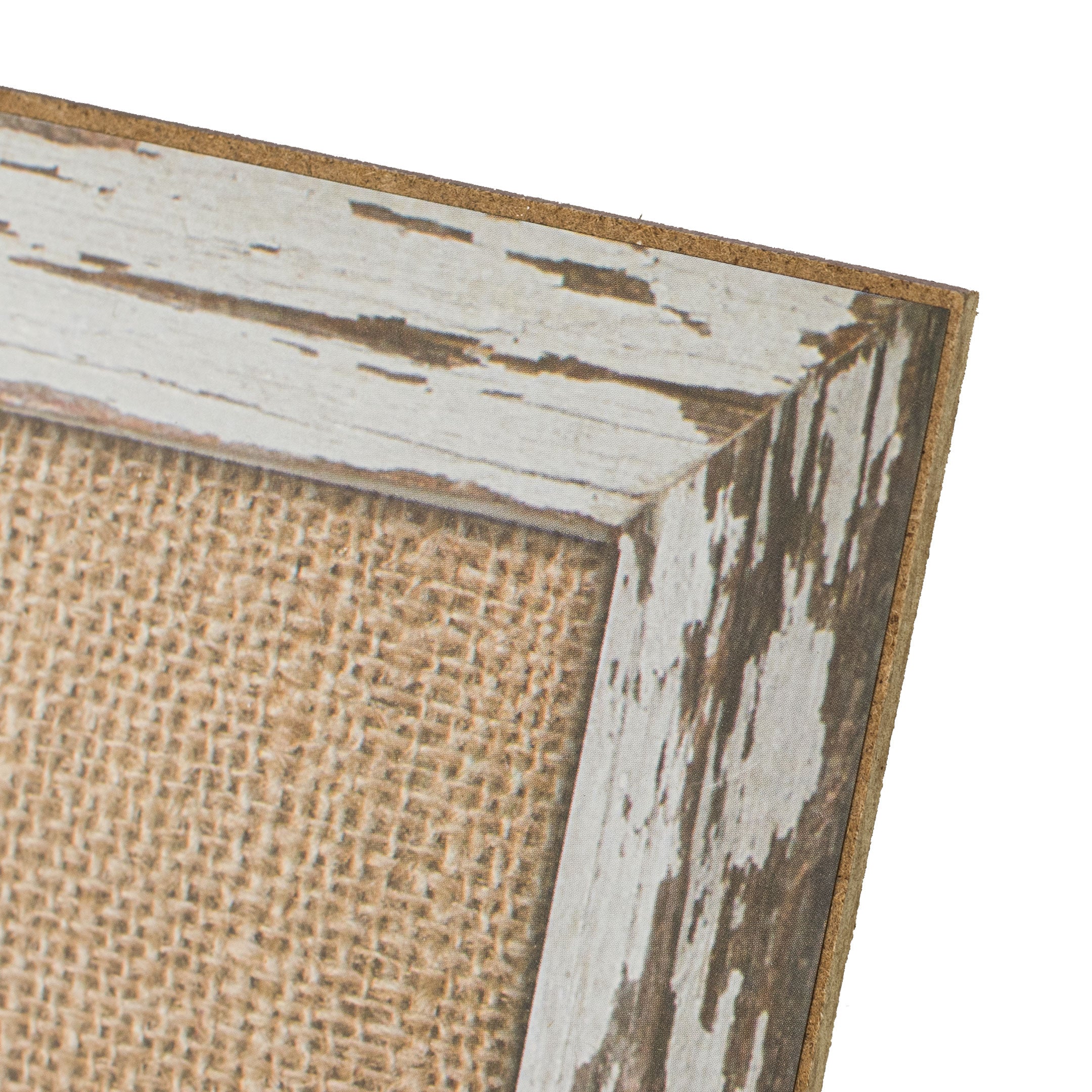 12" Wooden Sign: White Blank Framed Burlap detail photo 3