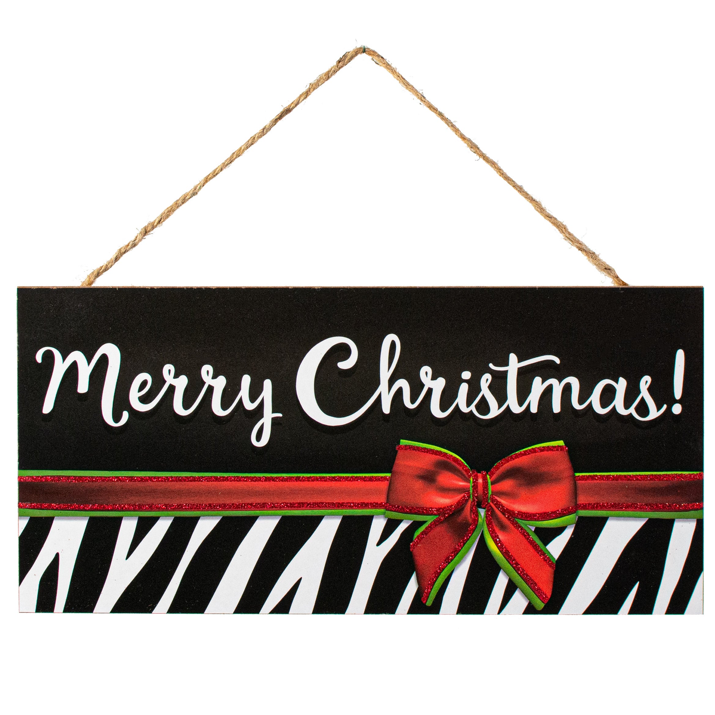12" Wooden Sign: Zebra Stripes Merry Christmas Item Number: AP8944