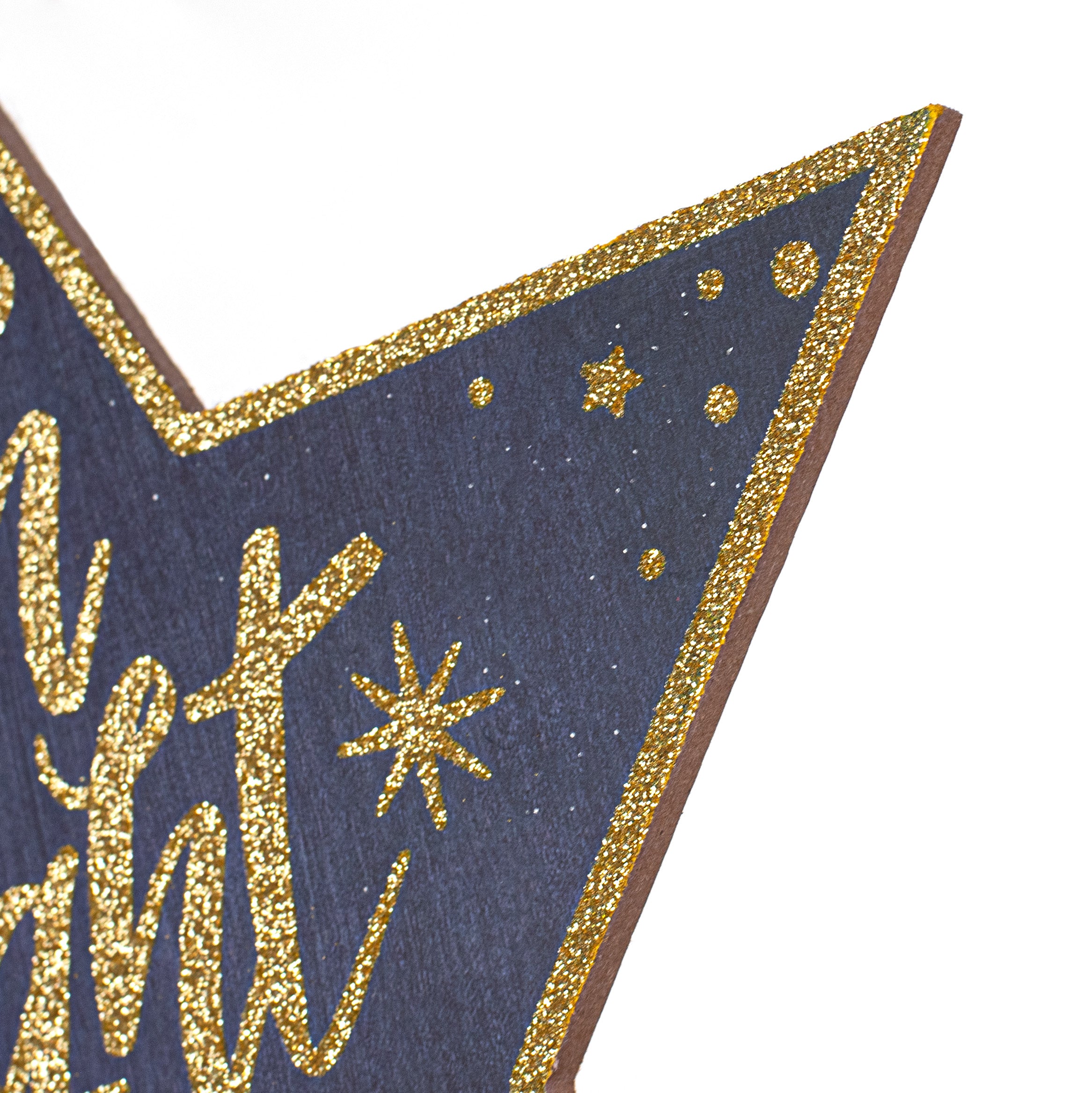 12" Wooden Star Sign: Oh Night Divine Glitter detail photo 3