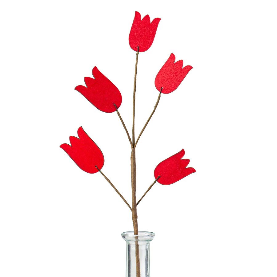 14" Wooden Tulip Pick: Red Item Number: 147018