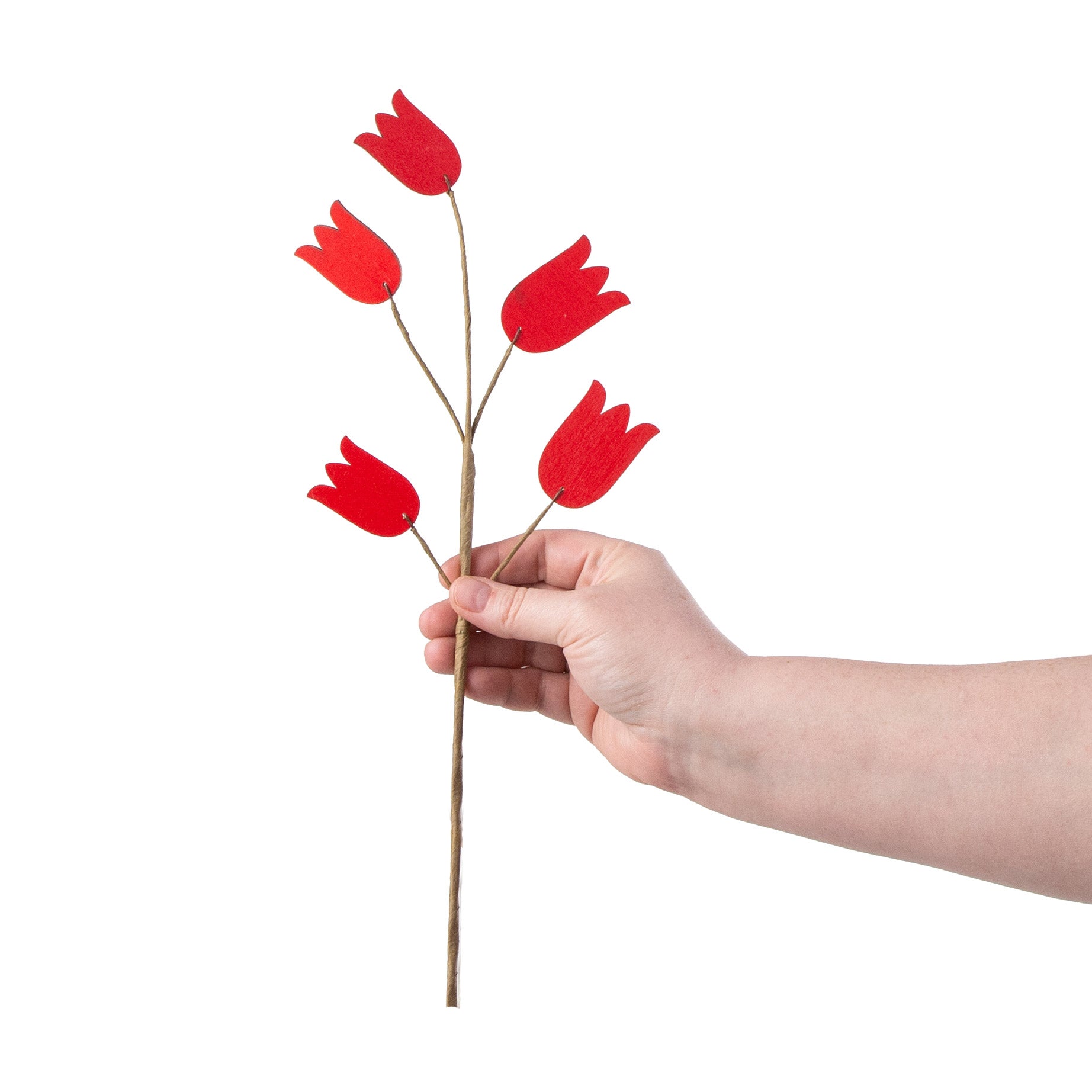 14" Wooden Tulip Pick: Red detail photo 3