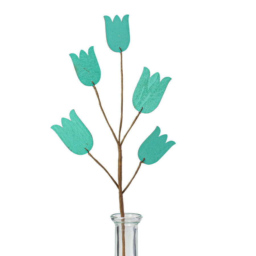 14" Wooden Tulip Pick: Teal Blue Item Number: 147015
