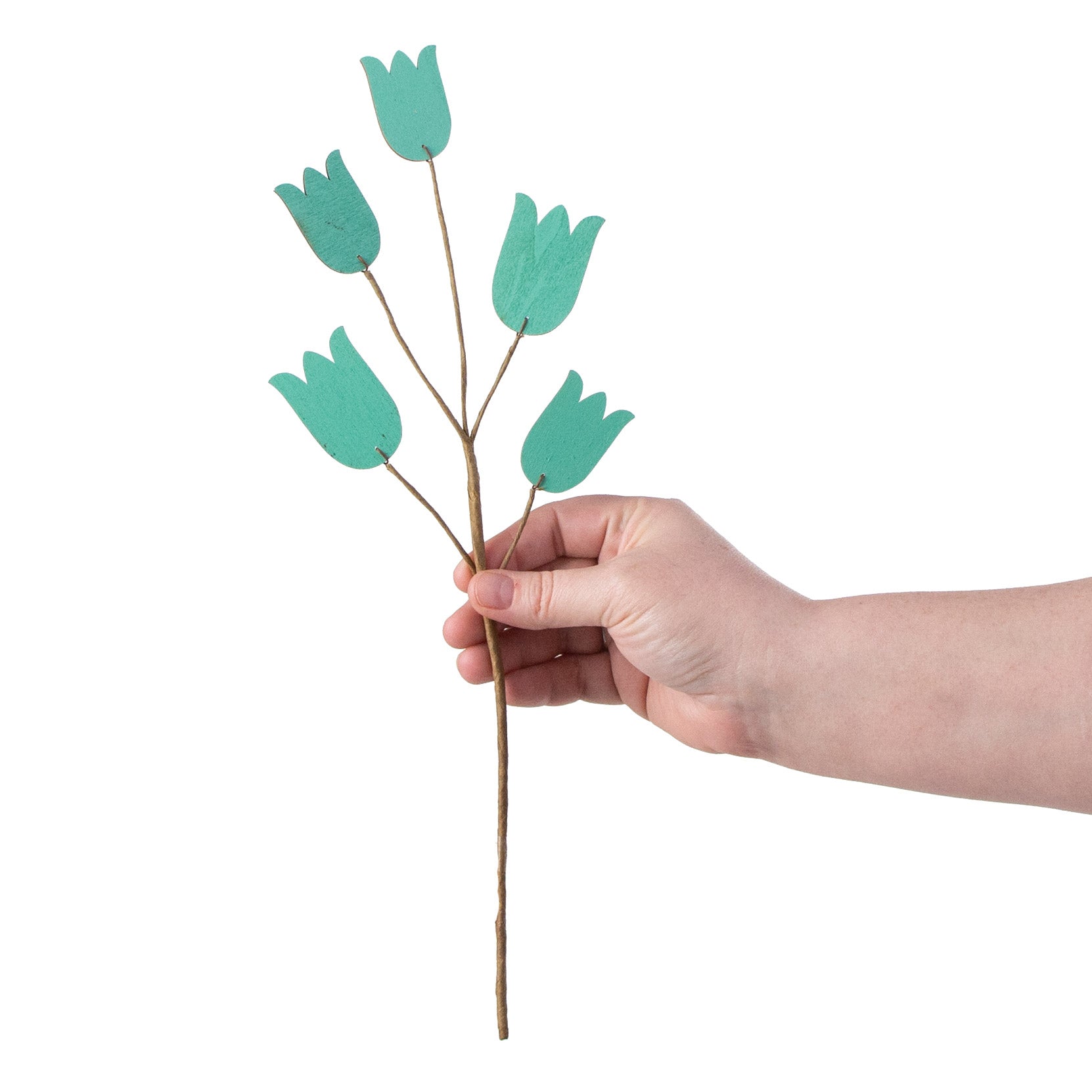 14" Wooden Tulip Pick: Teal Blue detail photo 3