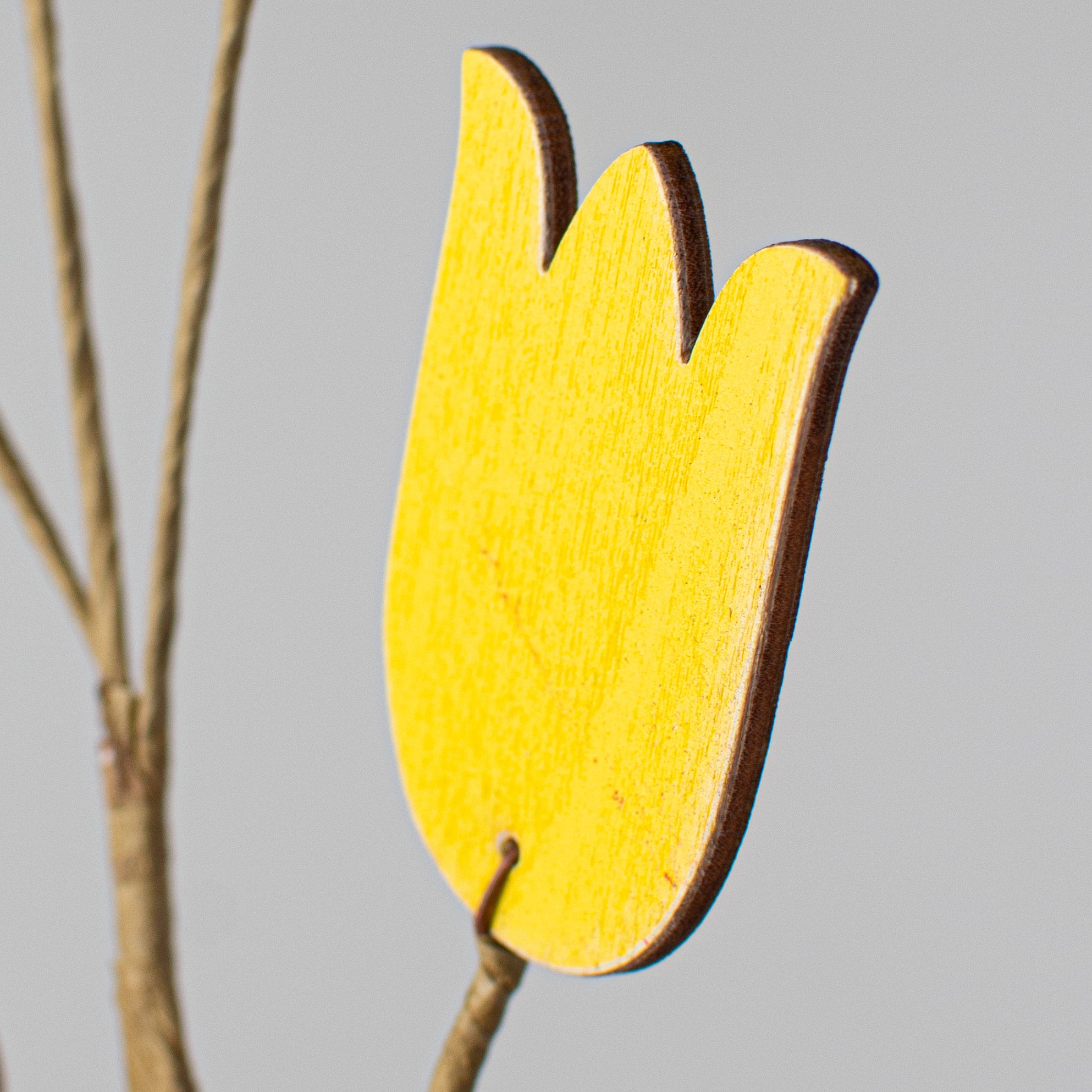 14" Wooden Tulip Pick: Yellow Lifestyle Photo