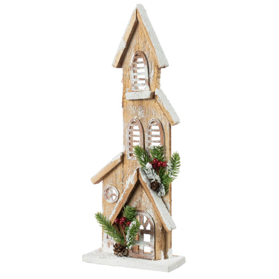 16" Wooden Winter House Decoration: Natural Item Number: 84044BN