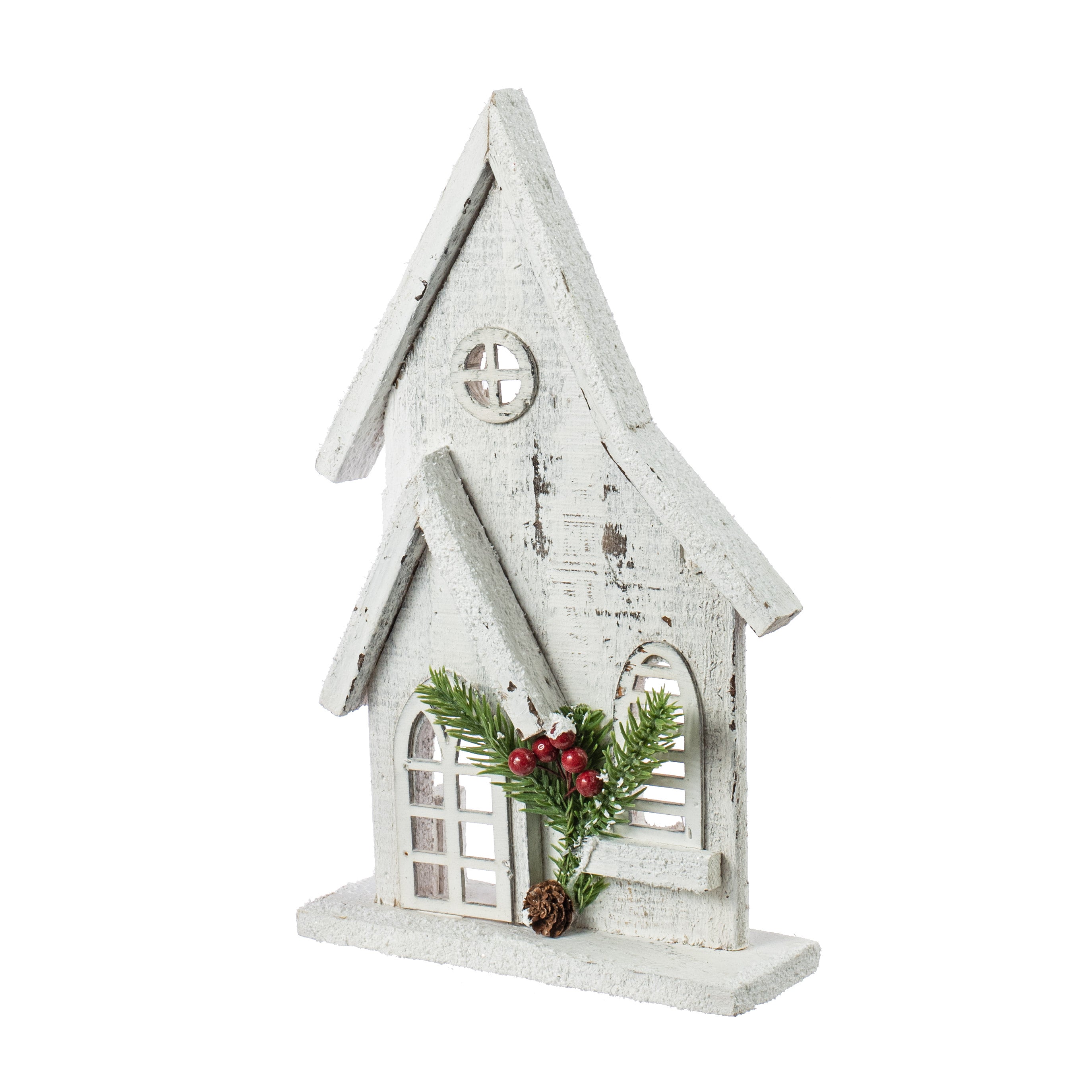 11" Wooden Winter House Decoration: White Item Number: 84043WT