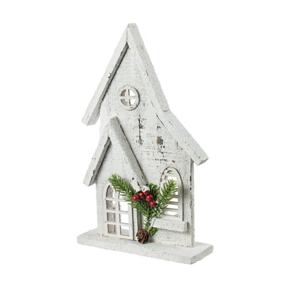 11" Wooden Winter House Decoration: White Item Number: 84043WT