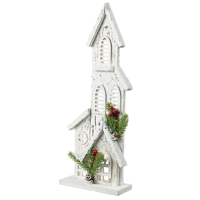 16" Wooden Winter House Decoration: White Item Number: 84044WT