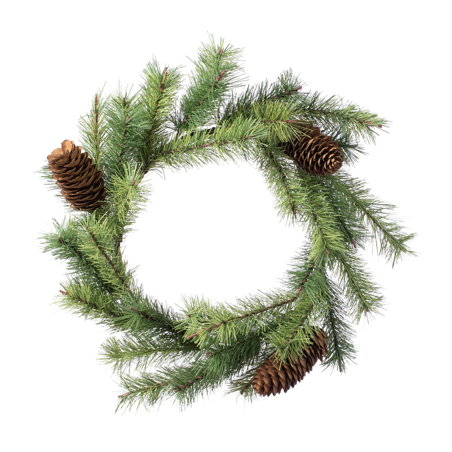 14" Woodsy Pine Candle Ring With Pinecones Item Number: 2833196GR