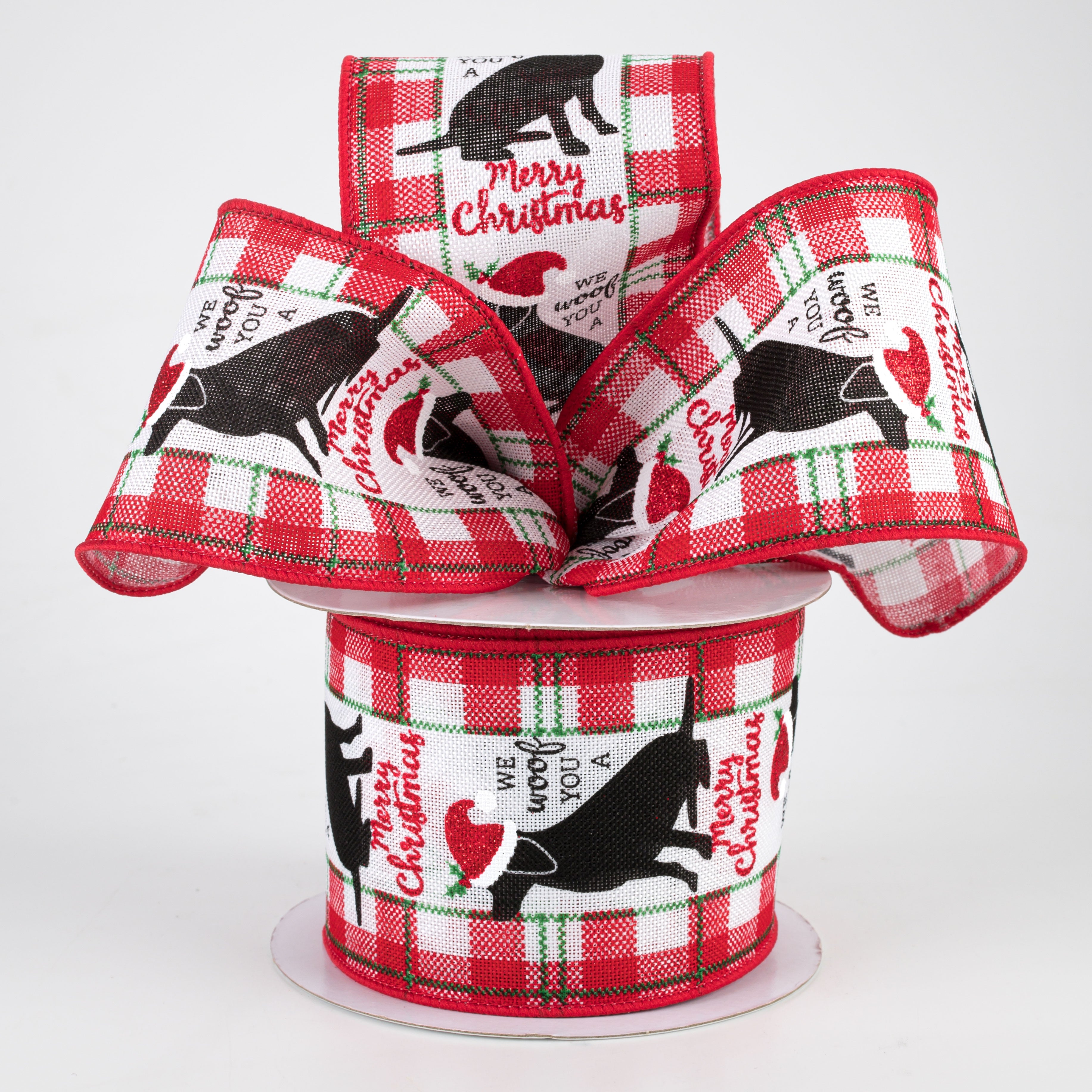 2.5" Woof You Merry Christmas Ribbon: White (10 Yards) Lifestyle Photo