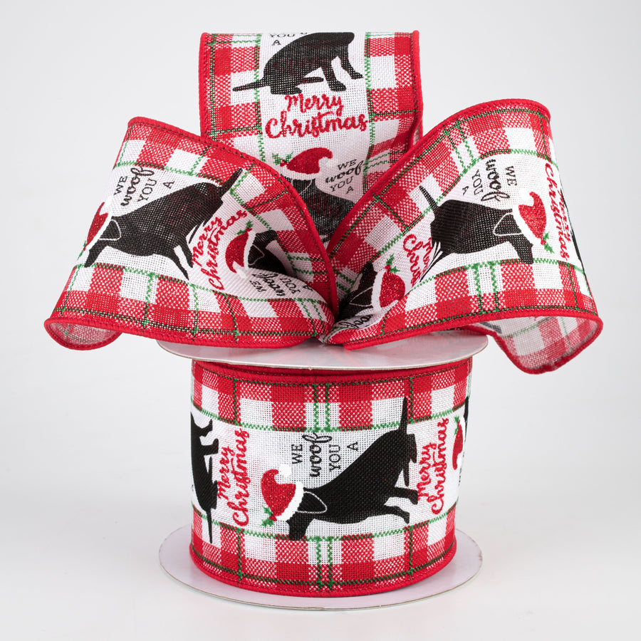 2.5" Woof You Merry Christmas Ribbon: White (10 Yards) Lifestyle Photo