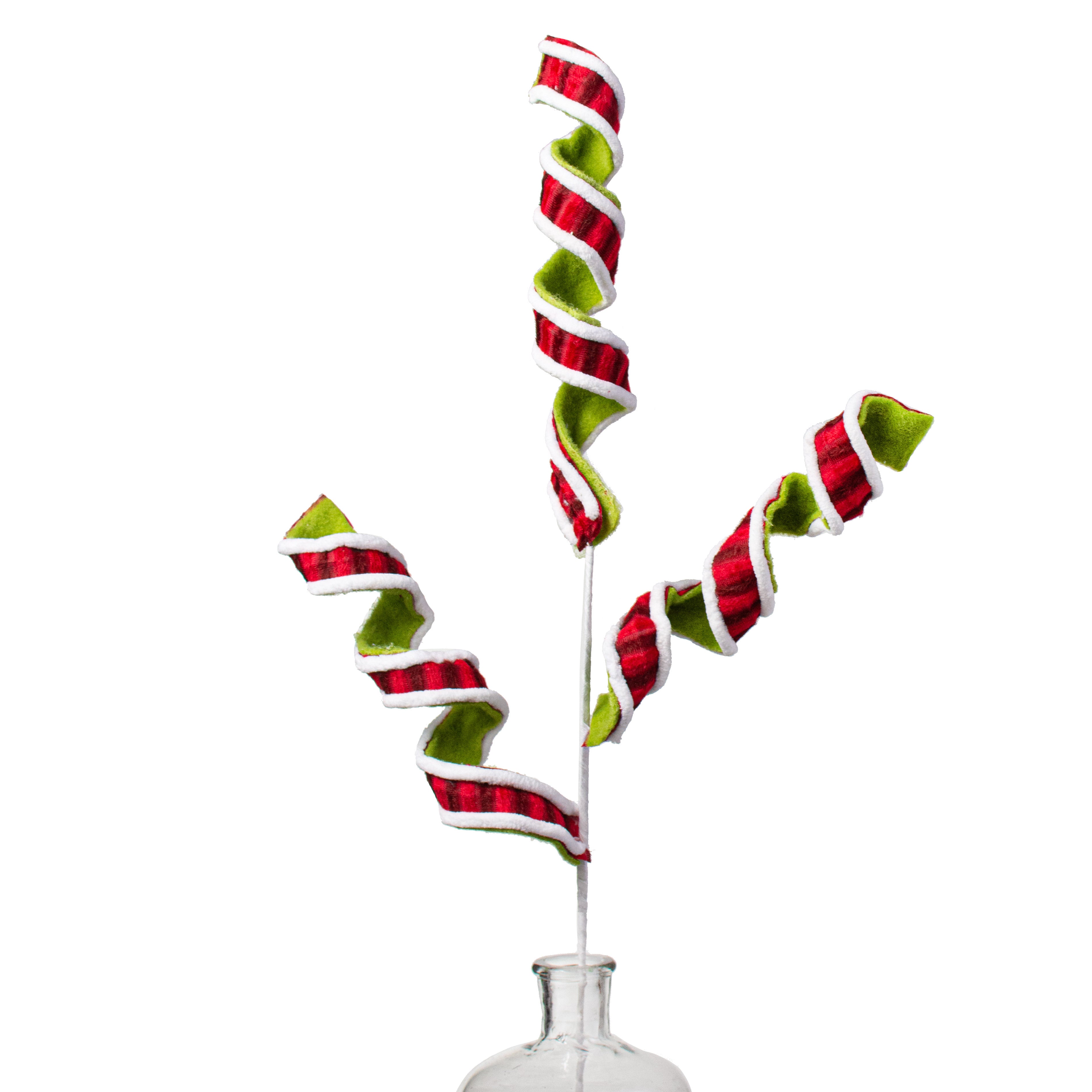 30" Wool Fabric Curly Spray: Red & Green Item Number: 85209RDGN