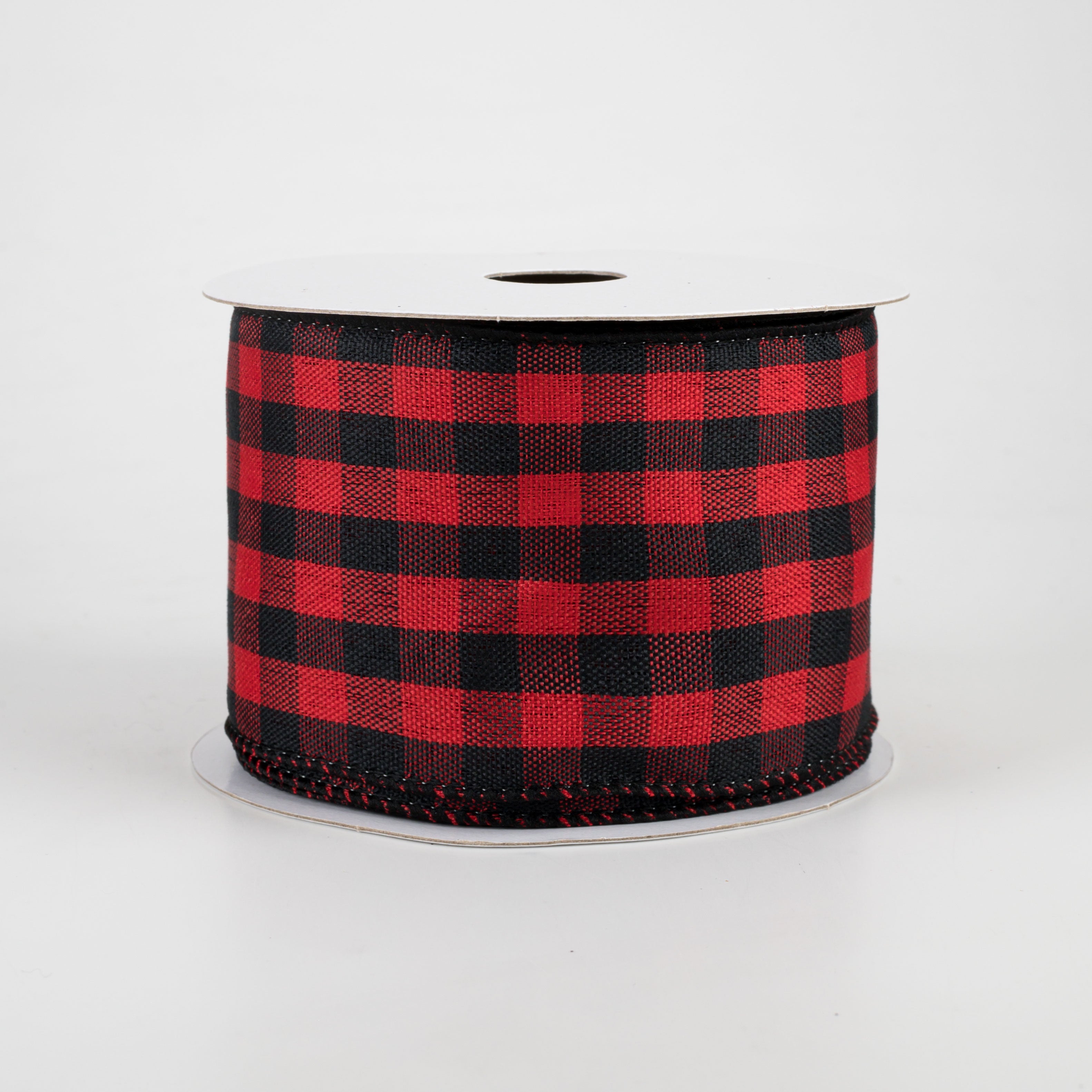 2.5" Woven Buffalo Plaid Ribbon: Black & Red (10 Yards)