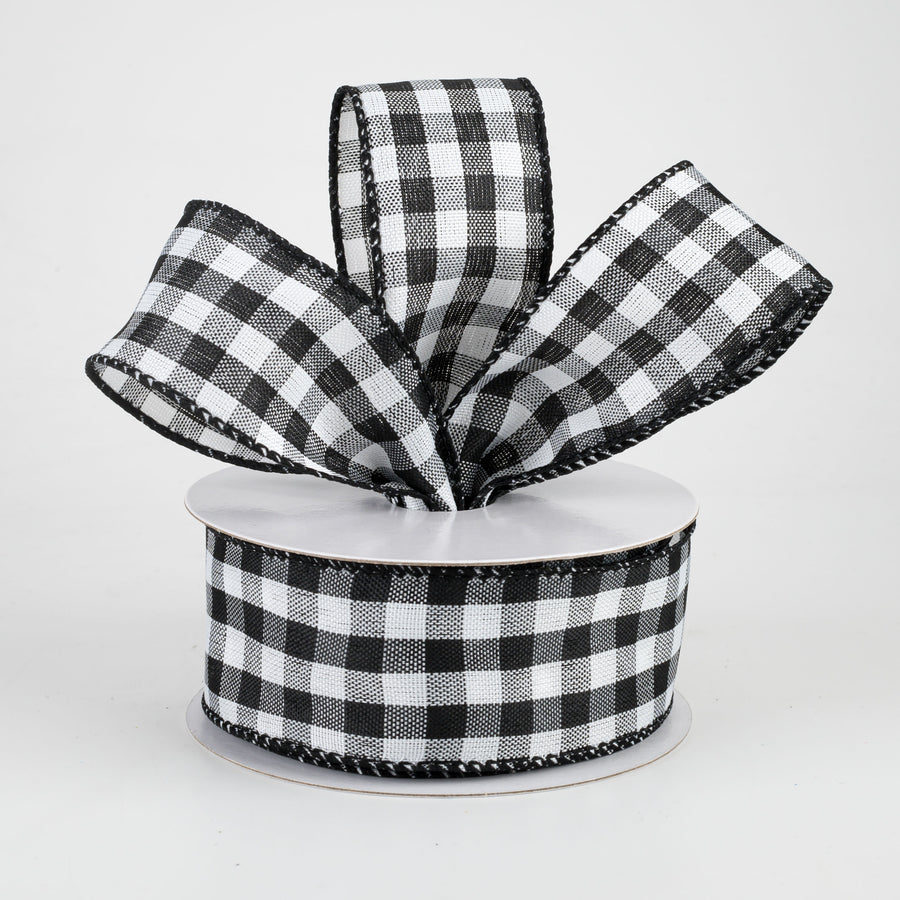 1.5" Woven Buffalo Plaid Ribbon: Black & White (10 Yards) Lifestyle Photo
