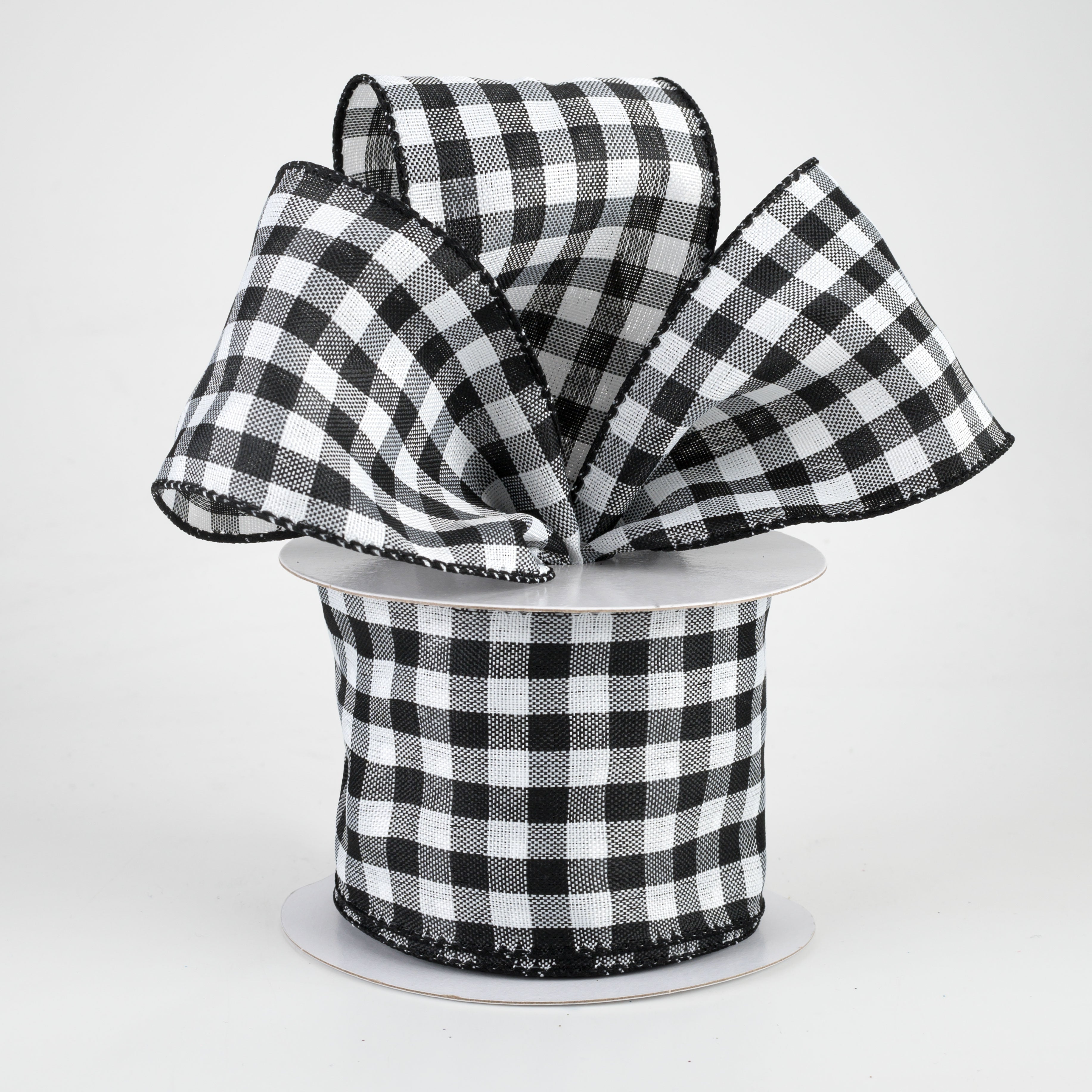 2.5" Woven Buffalo Plaid Ribbon: Black & White (10 Yards) Lifestyle Photo