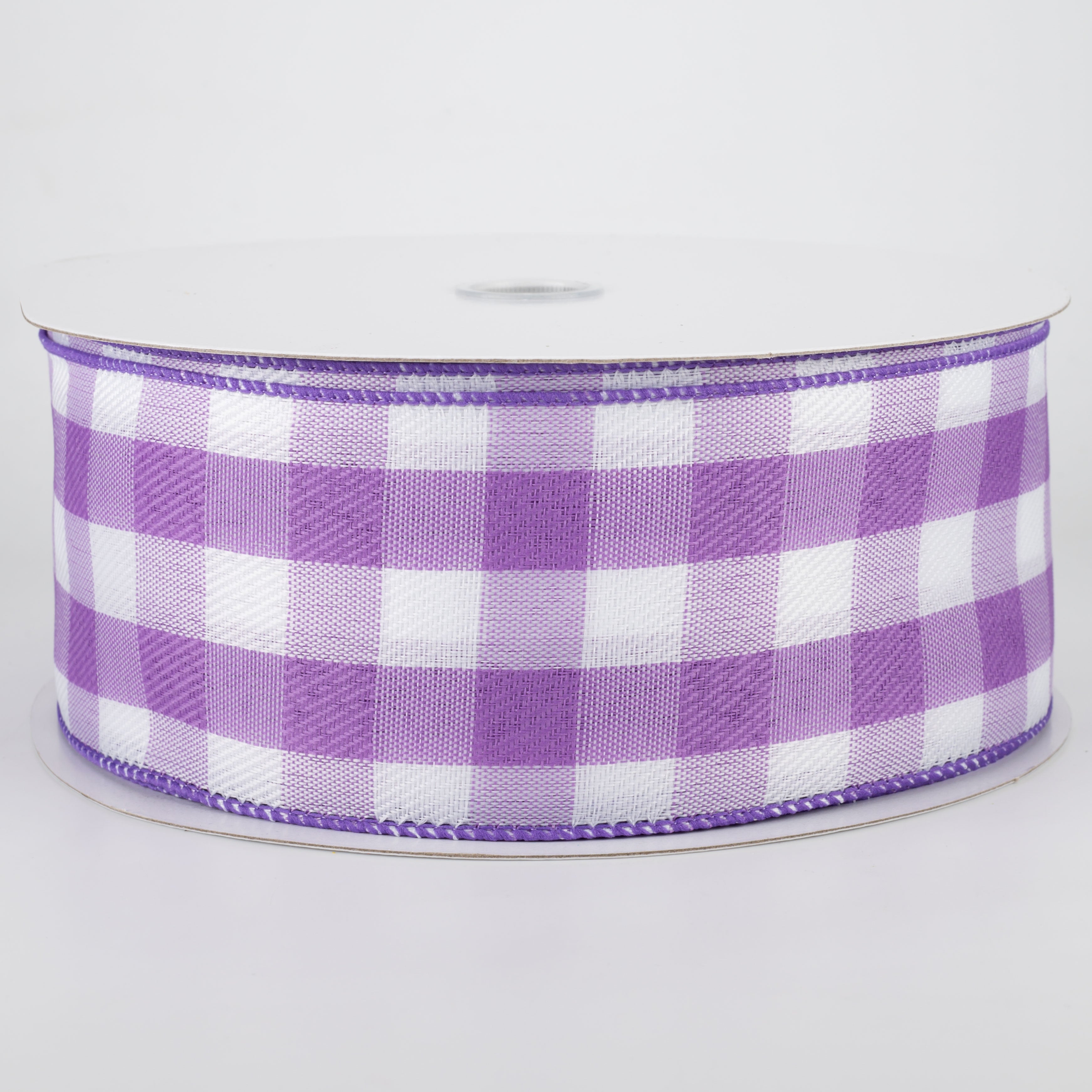 2.5" Woven Buffalo Plaid Ribbon: Purple & White (50 Yards) Item Number: 841-40-036