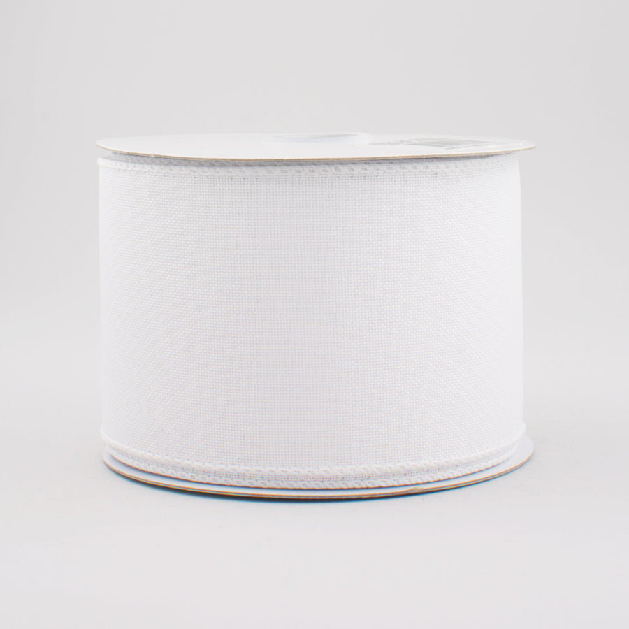 2.5" Woven Canvas Ribbon: White (10 Yards)