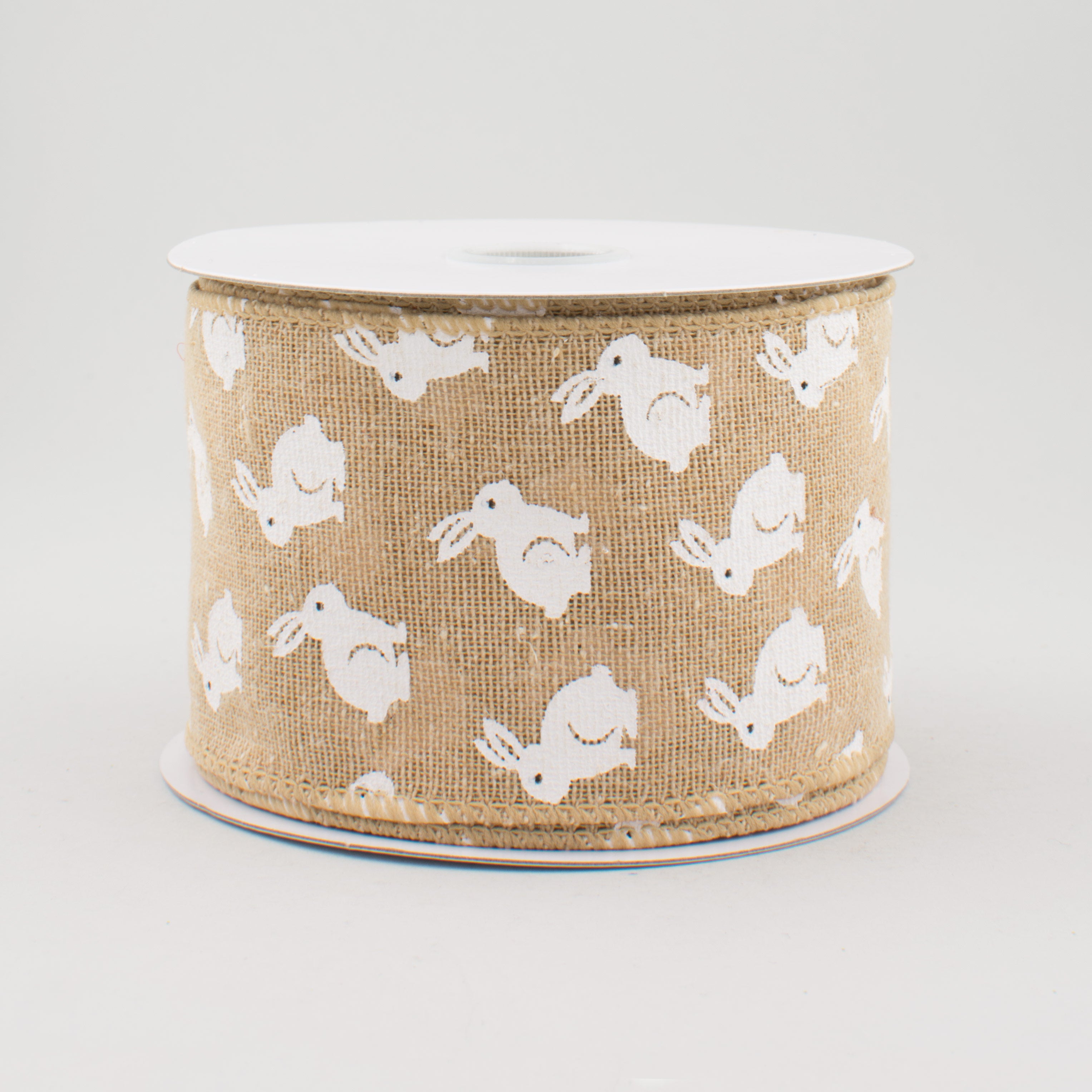 2.5" Woven Canvas White Bunny Ribbon: Natural (10 Yards)
