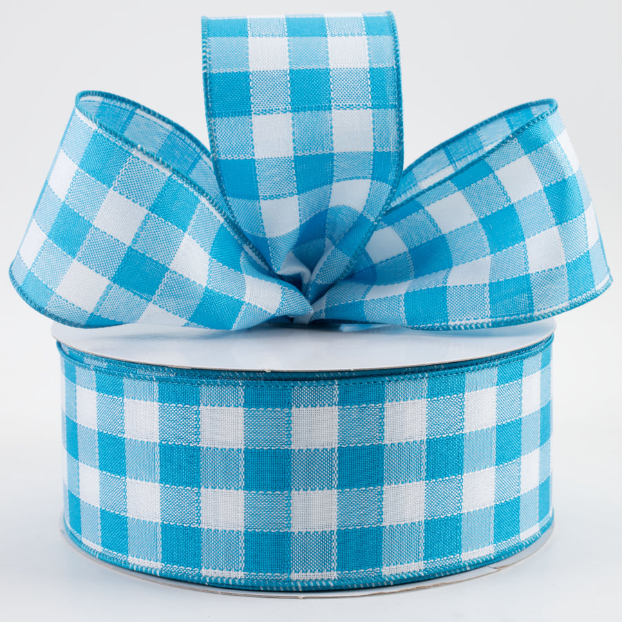 2.5" Woven Check Ribbon: Blue & White (50 Yards) Lifestyle Photo