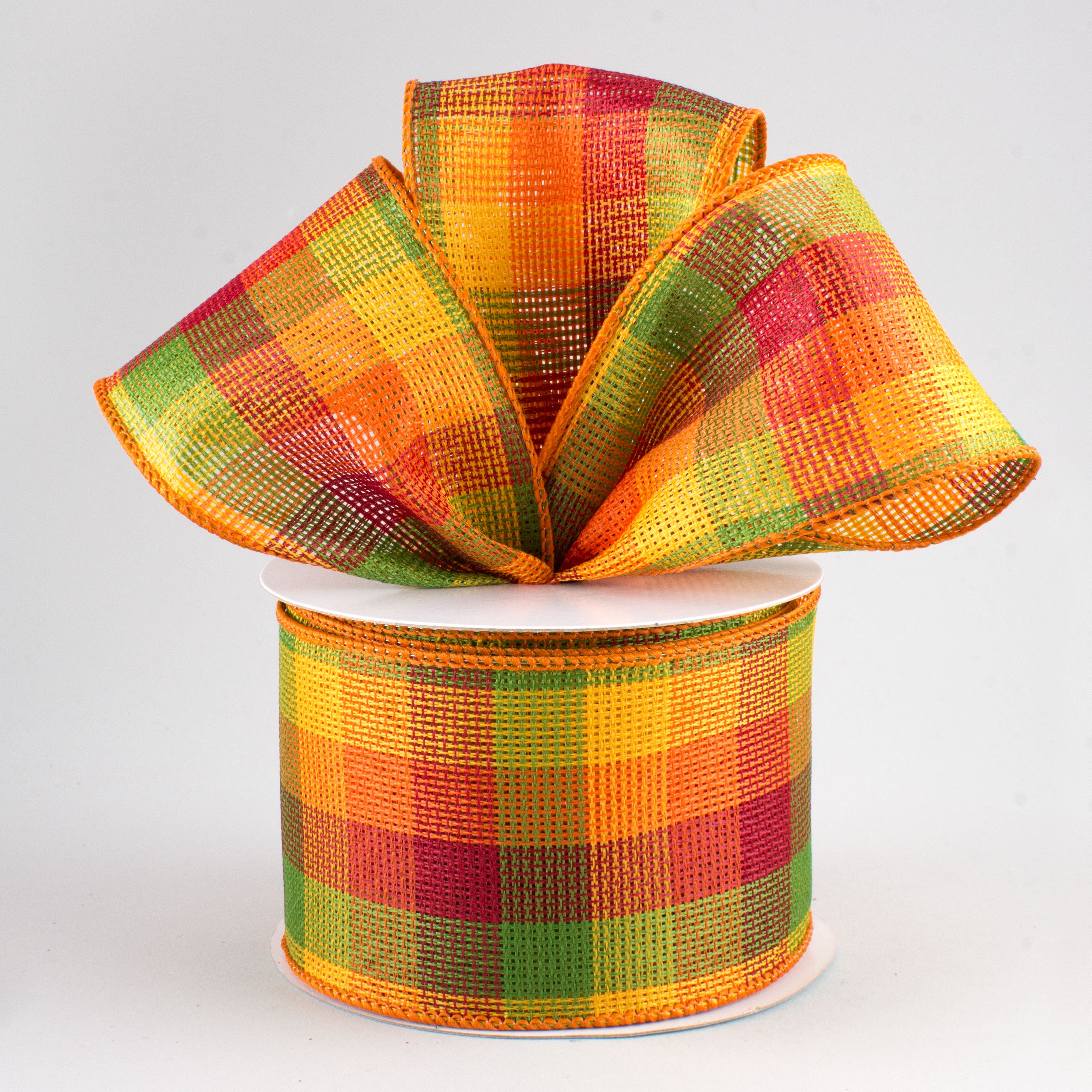 2.5" Woven Check Ribbon: Fall (10 Yards) Lifestyle Photo