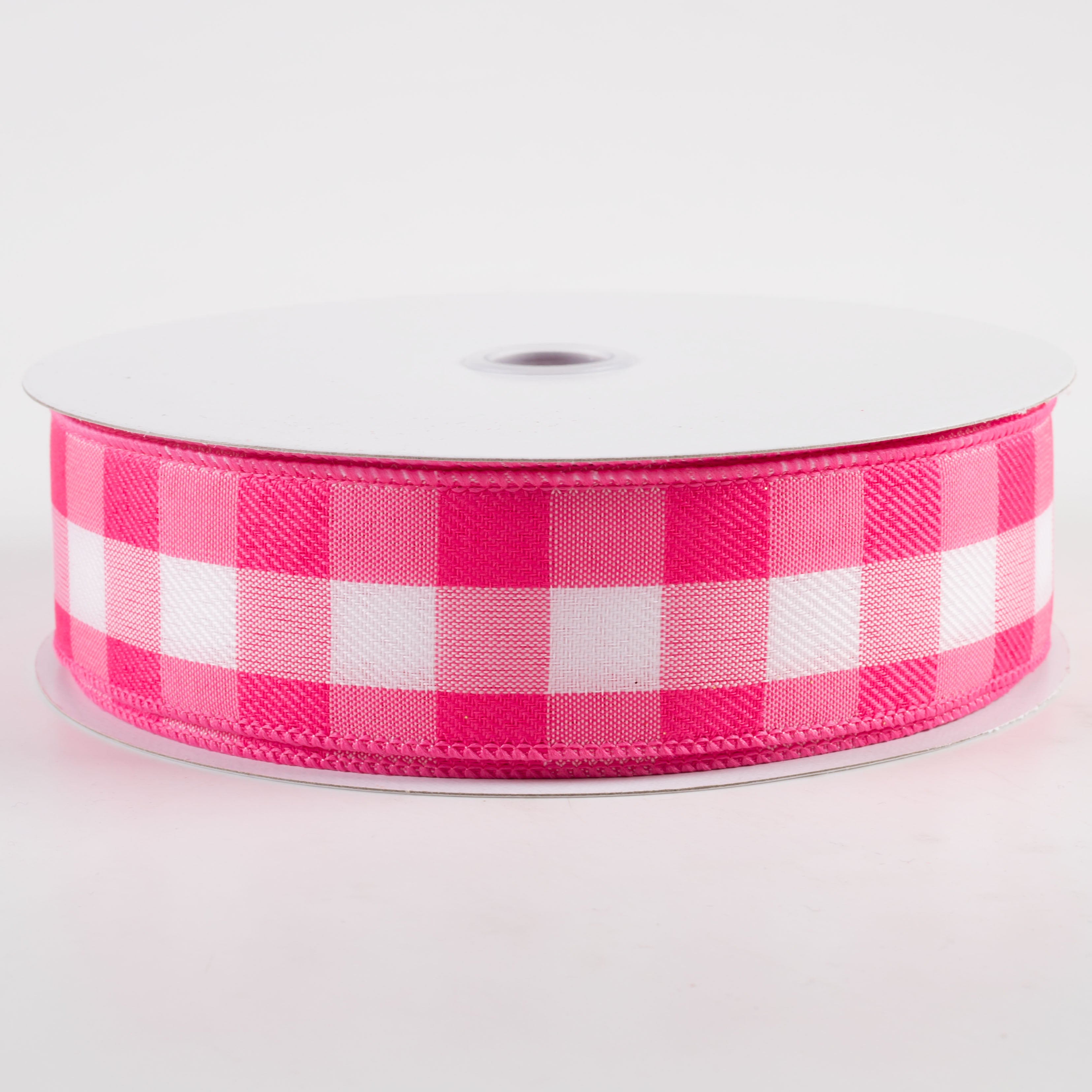 1.5" Woven Check Ribbon: Multi Pink & White (50 Yards)