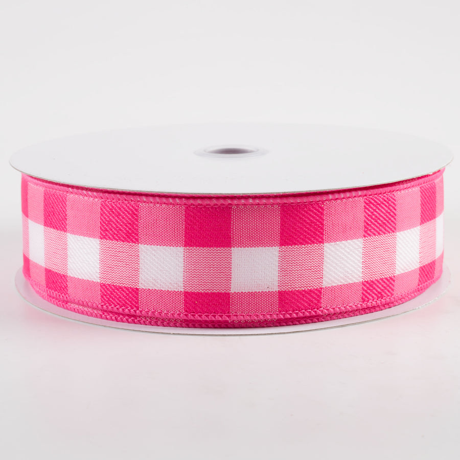 1.5" Woven Check Ribbon: Multi Pink & White (50 Yards)