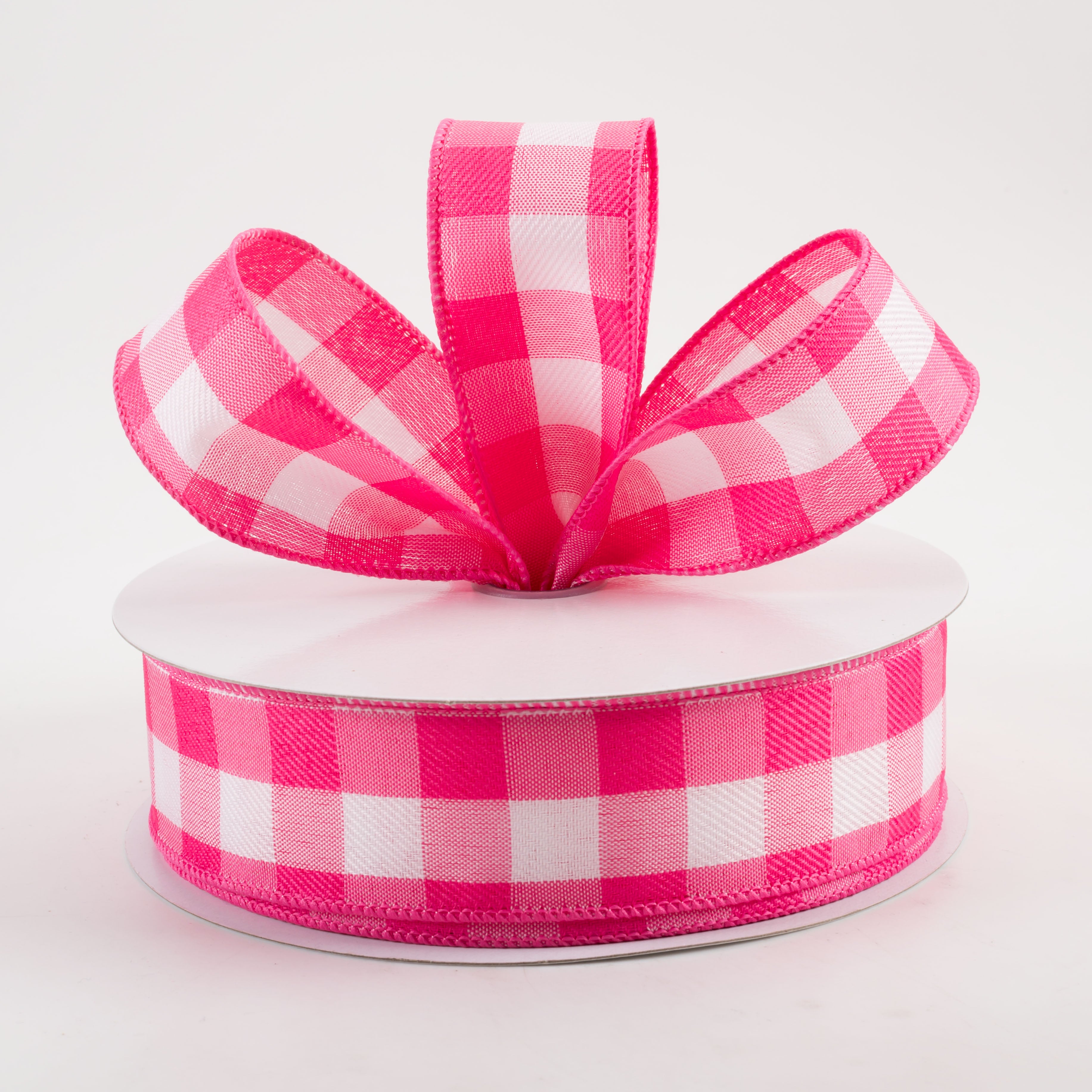 1.5" Woven Check Ribbon: Multi Pink & White (50 Yards) Lifestyle Photo