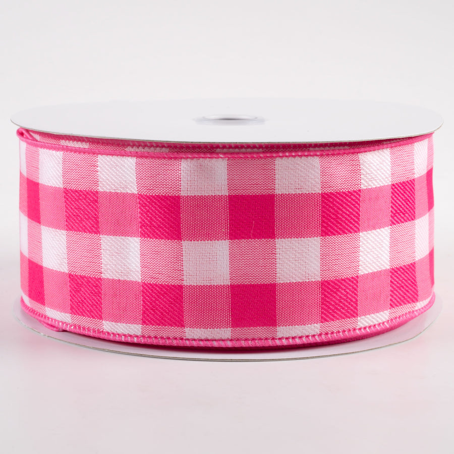 2.5" Woven Check Ribbon: Multi Pink & White (50 Yards)