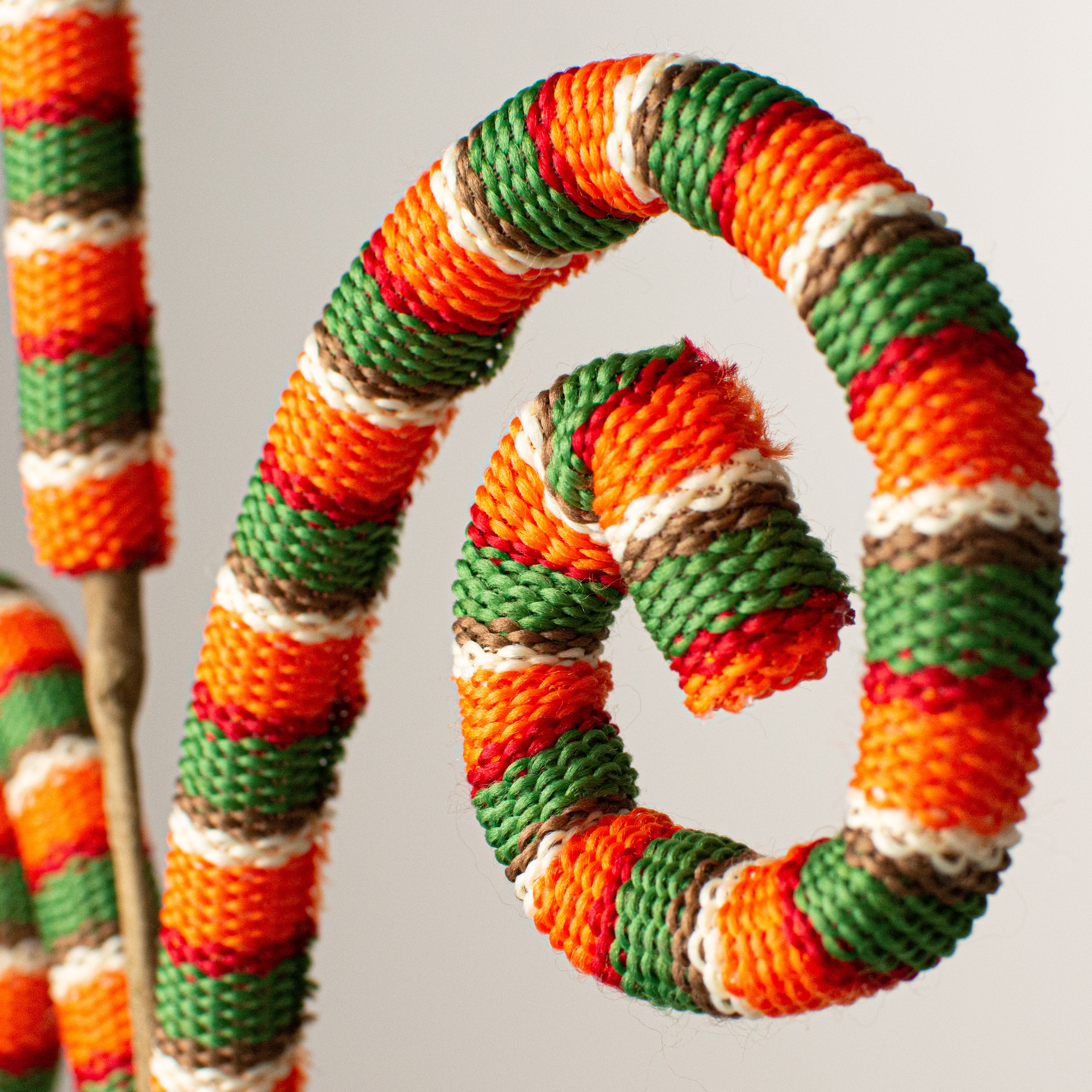 29" Woven Fabric Spiral Curly Spray: Orange, Green, White Lifestyle Photo