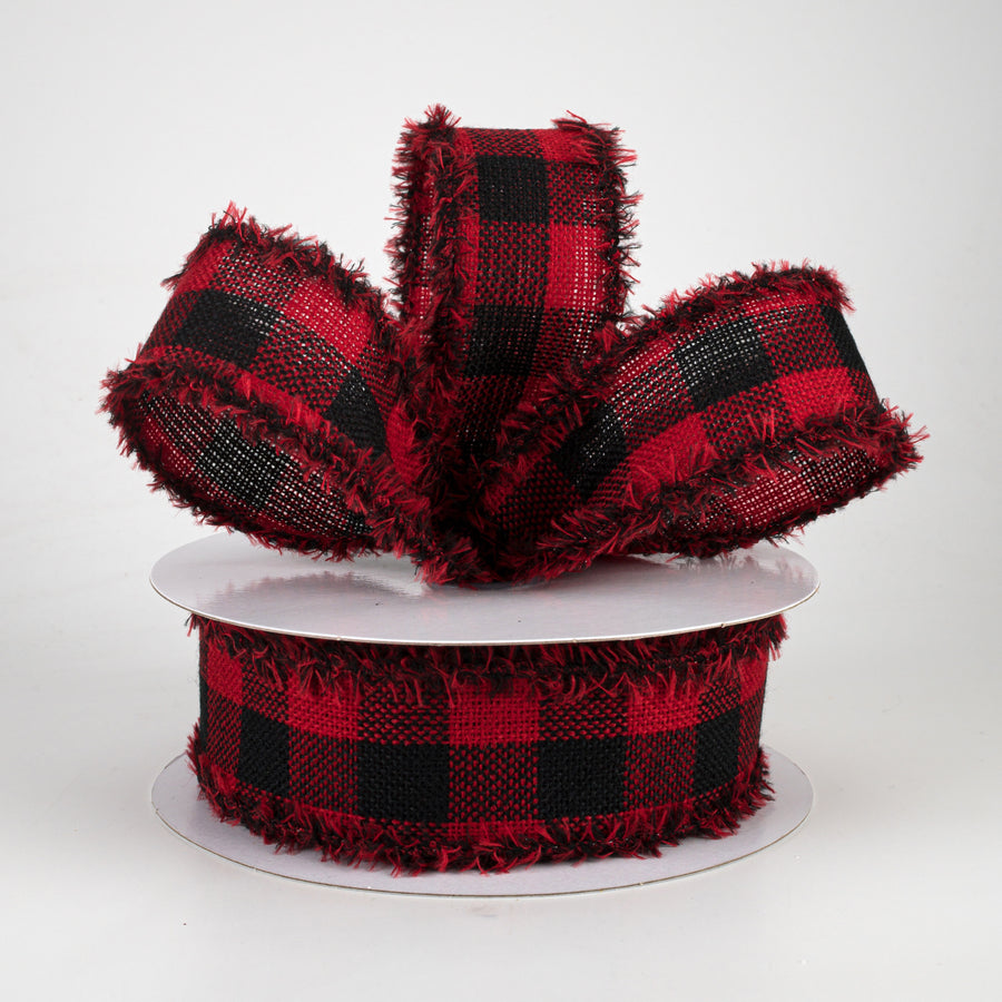 1.5" Woven Flannel Check Ribbon: Black & Red (10 Yards) Lifestyle Photo