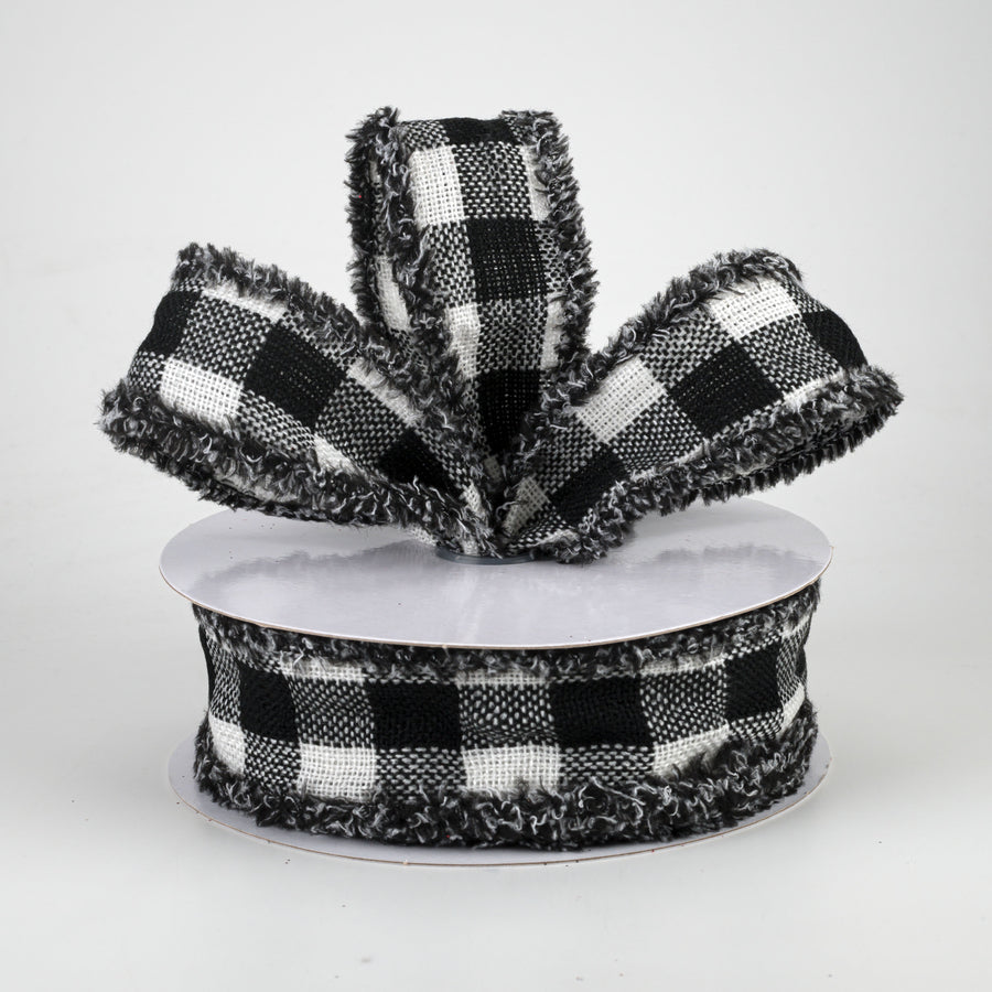 1.5" Woven Flannel Check Ribbon: Black & White (10 Yards) Lifestyle Photo