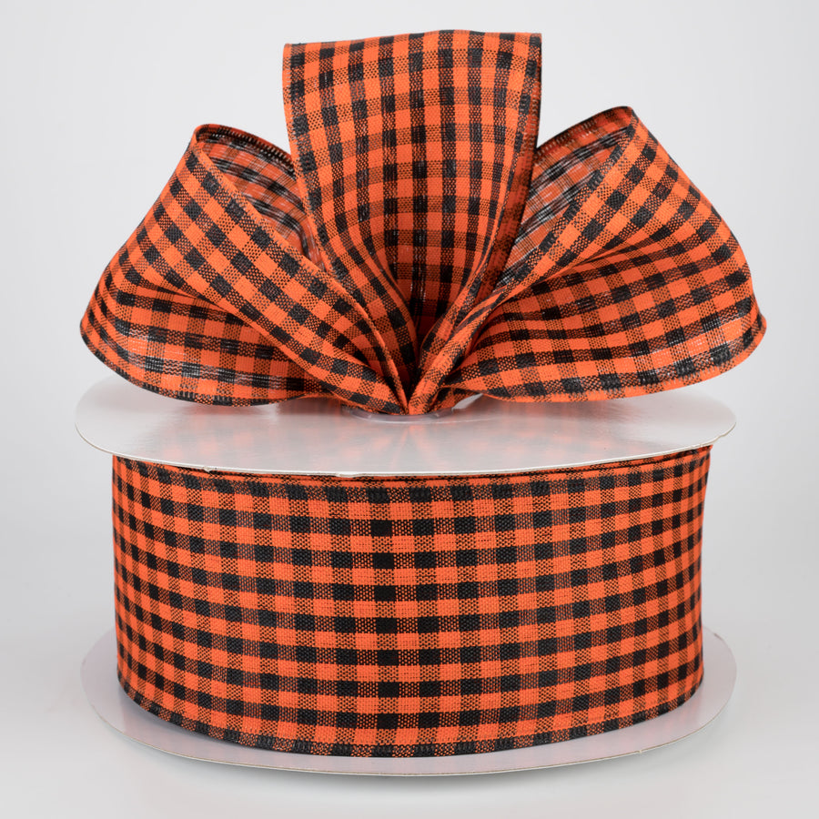 2.5" Woven Gingham Check Ribbon: Black & Orange (50 Yards) Lifestyle Photo