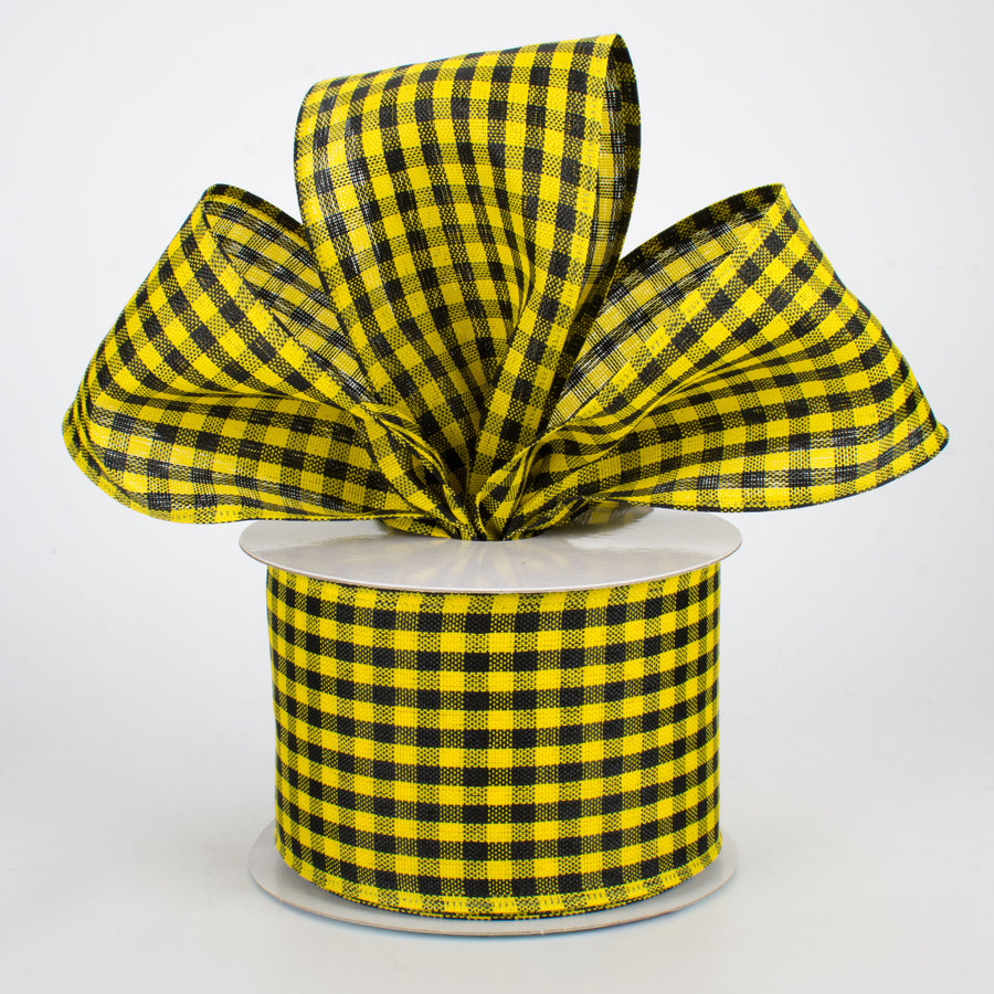 2.5" Woven Gingham Check Ribbon: Black & Yellow (10 Yards) Lifestyle Photo