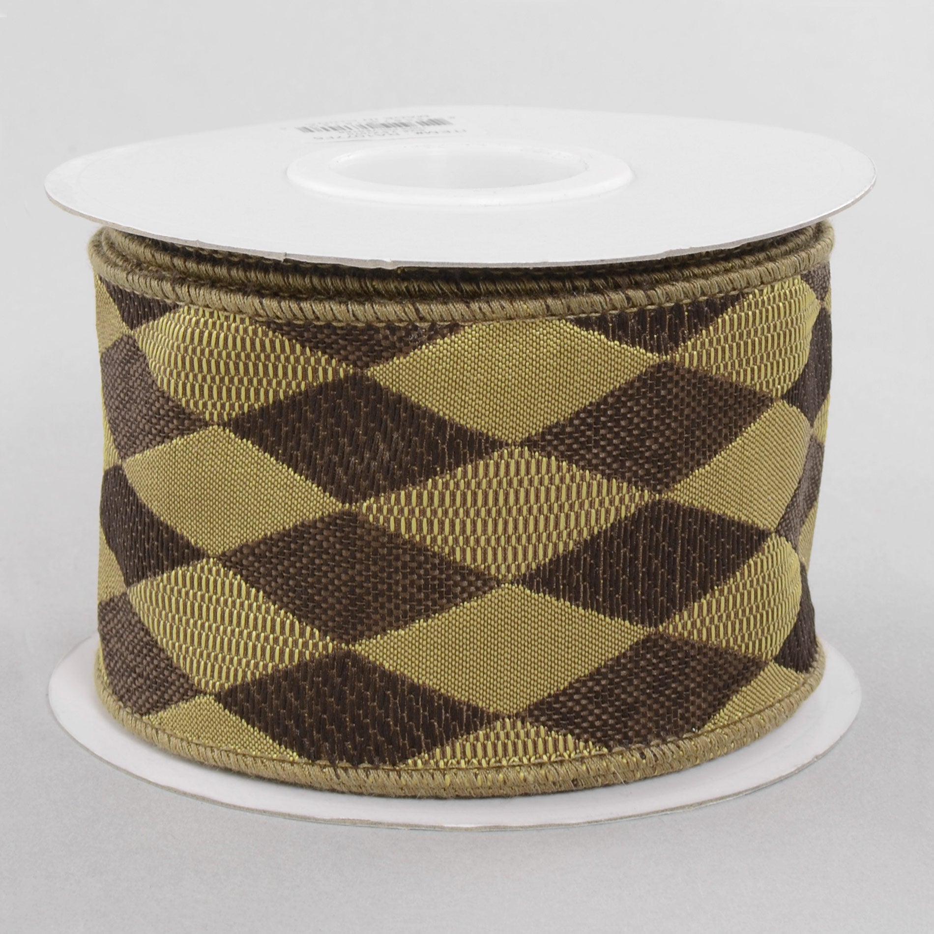 2.5" Woven Harlequin Diamond Ribbon: Chocolate & Gold (10 Yards)