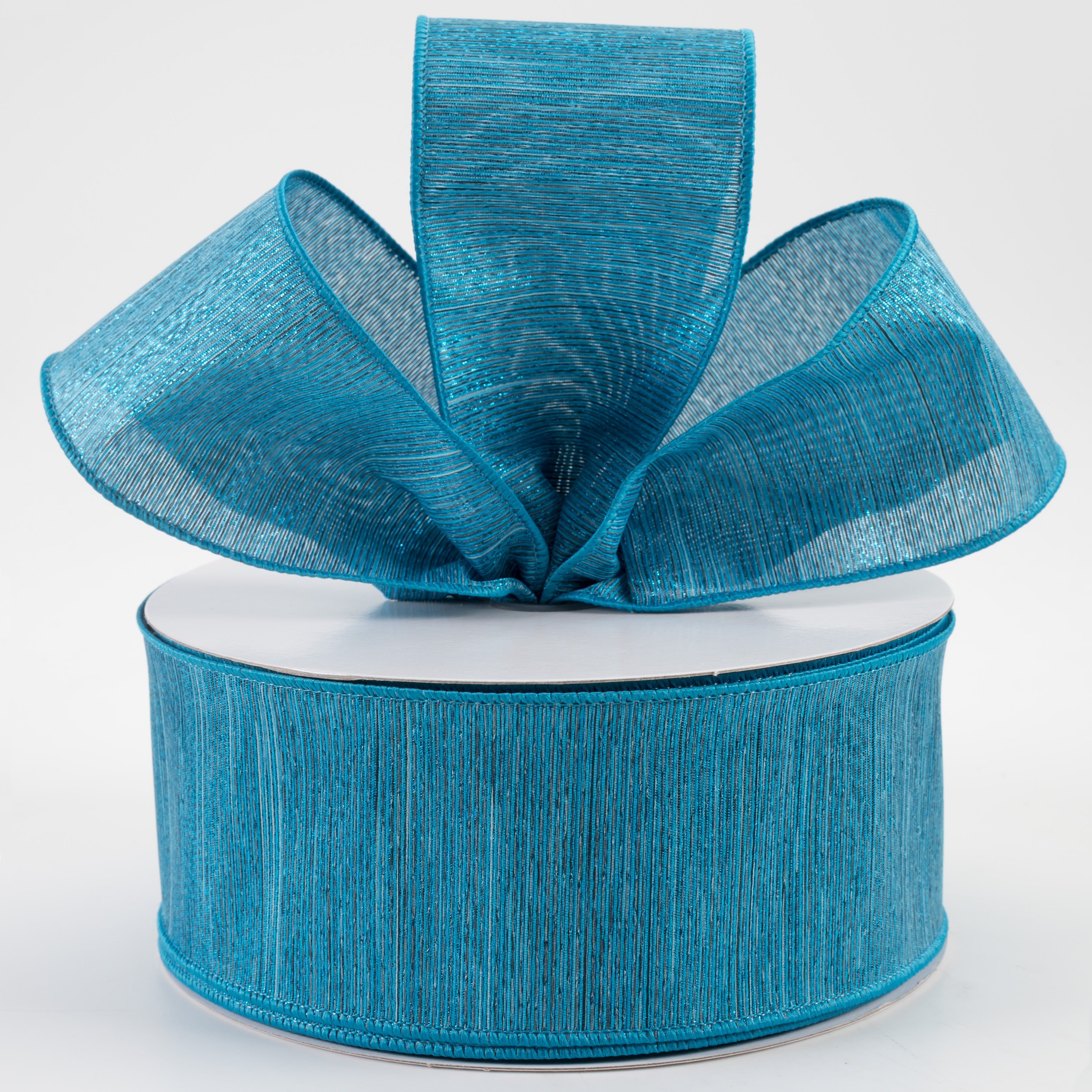 2.5" Woven Lines Ribbon: Multi Blue (50 Yards) Lifestyle Photo