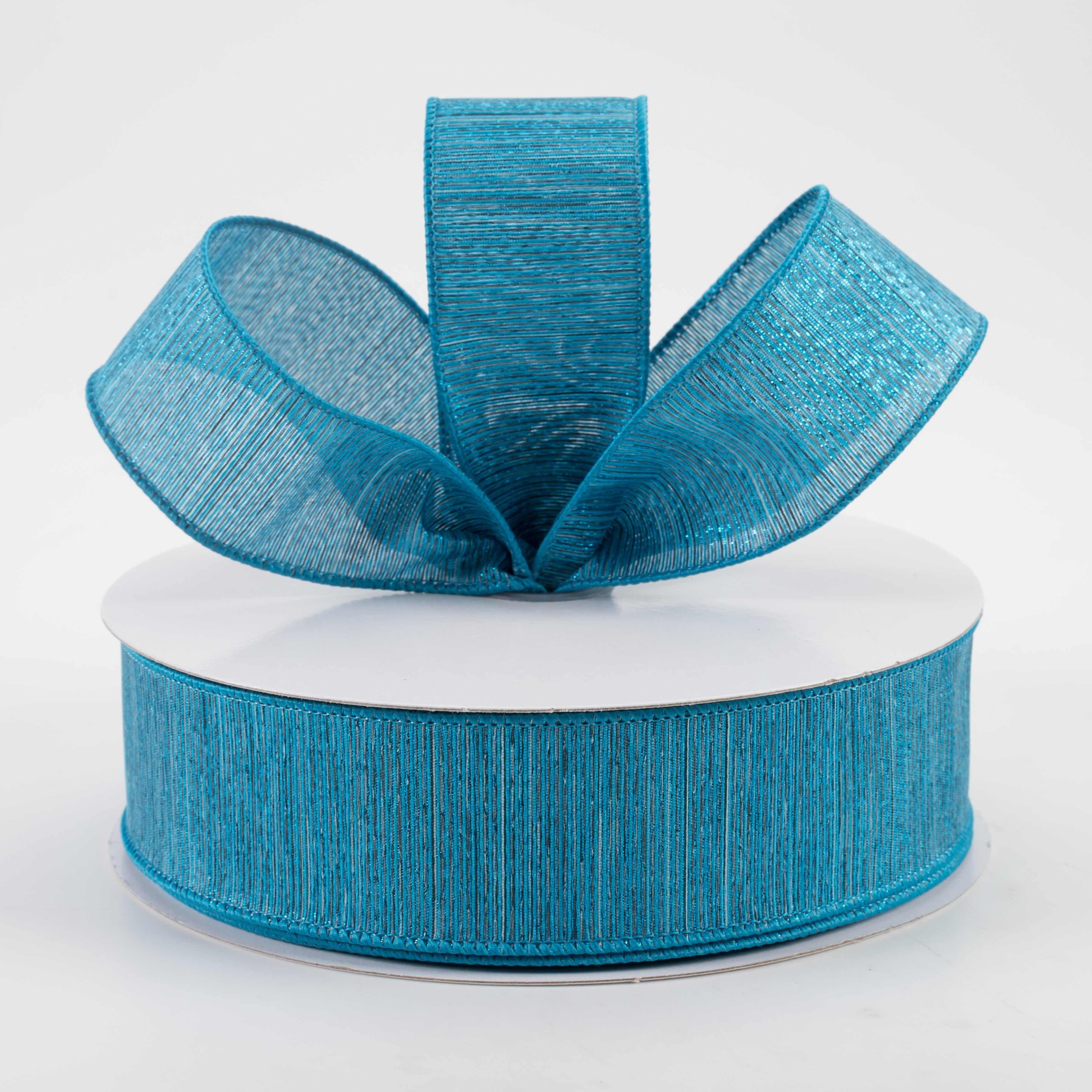 1.5" Woven Lines Ribbon: Multi Blue (50 Yards) Lifestyle Photo